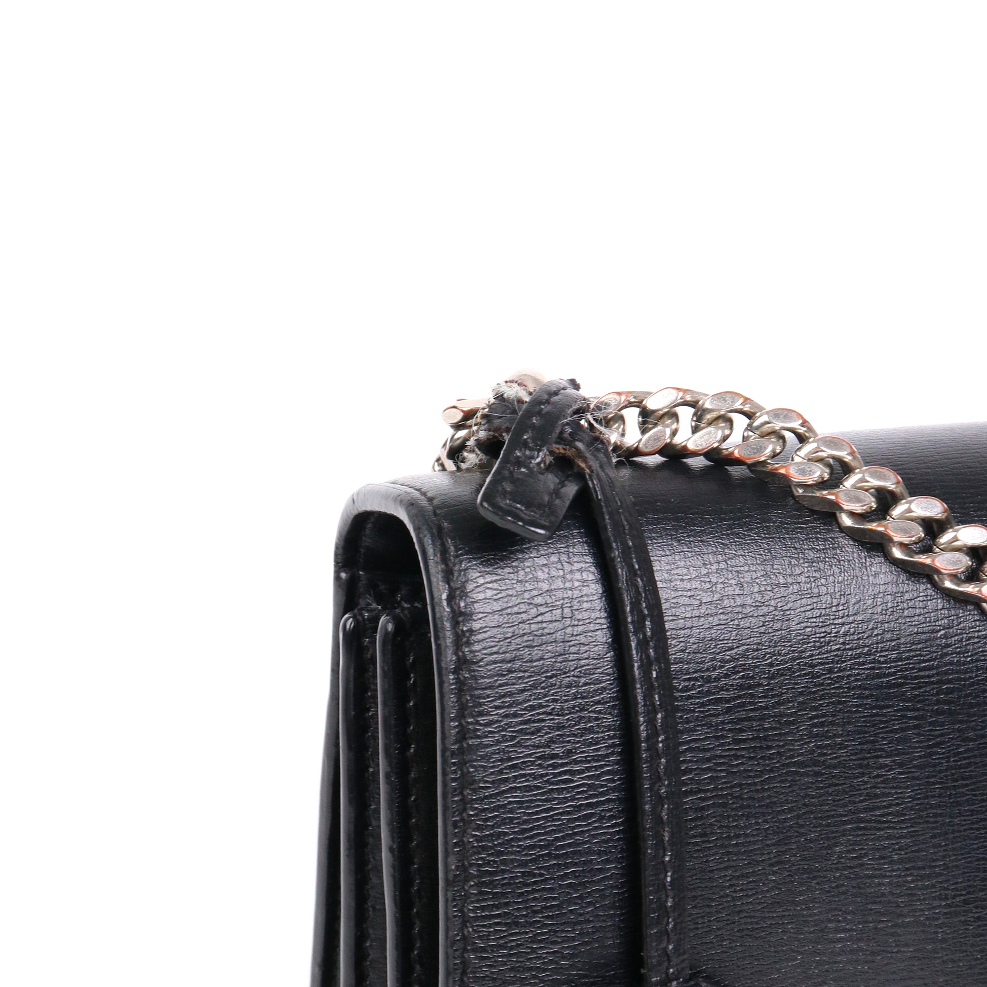 SAINT LAURENT - Medium Sunset shoulder bag in black crocodile-embossed leather