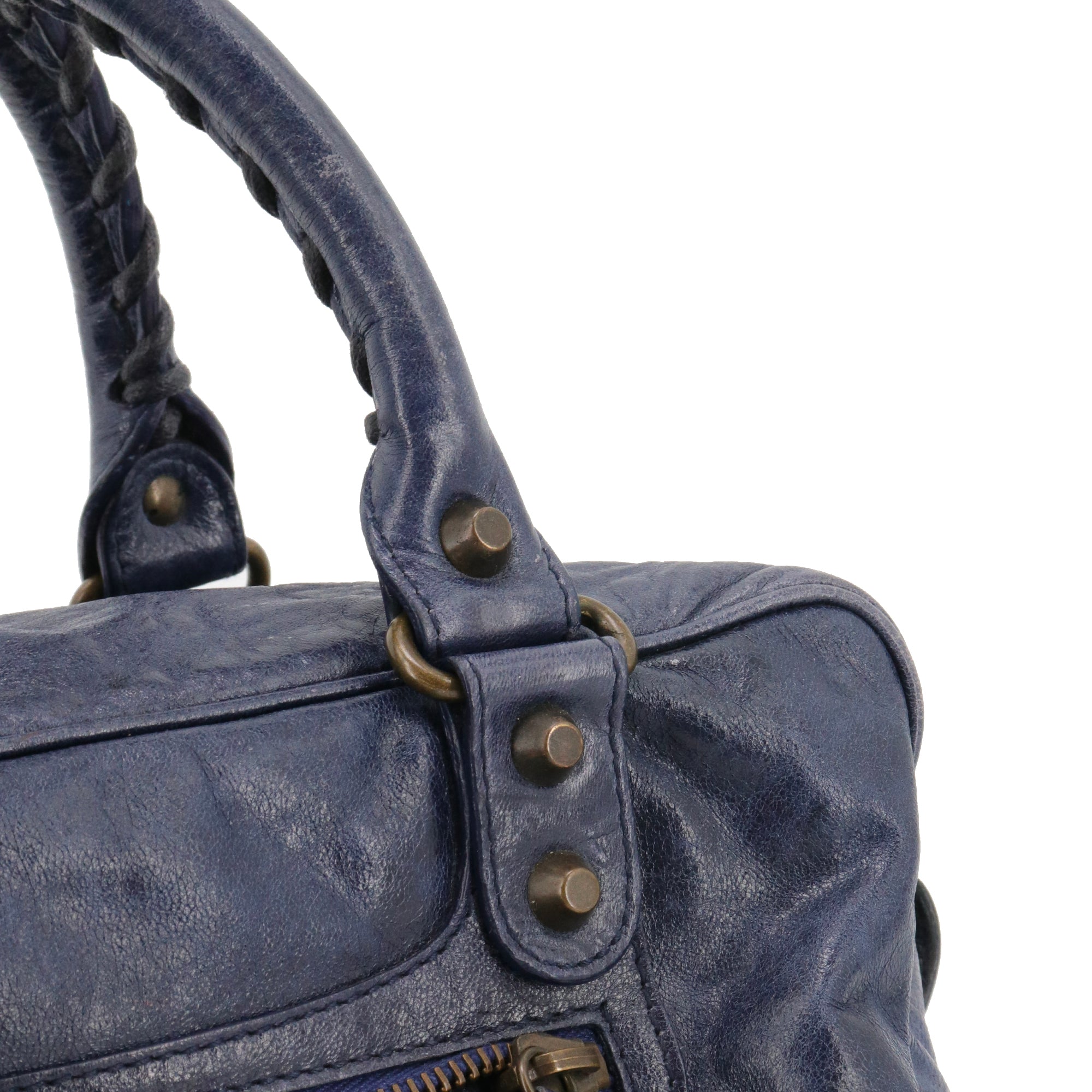 BALENCIAGA - Balenciaga City handbag in navy blue leather