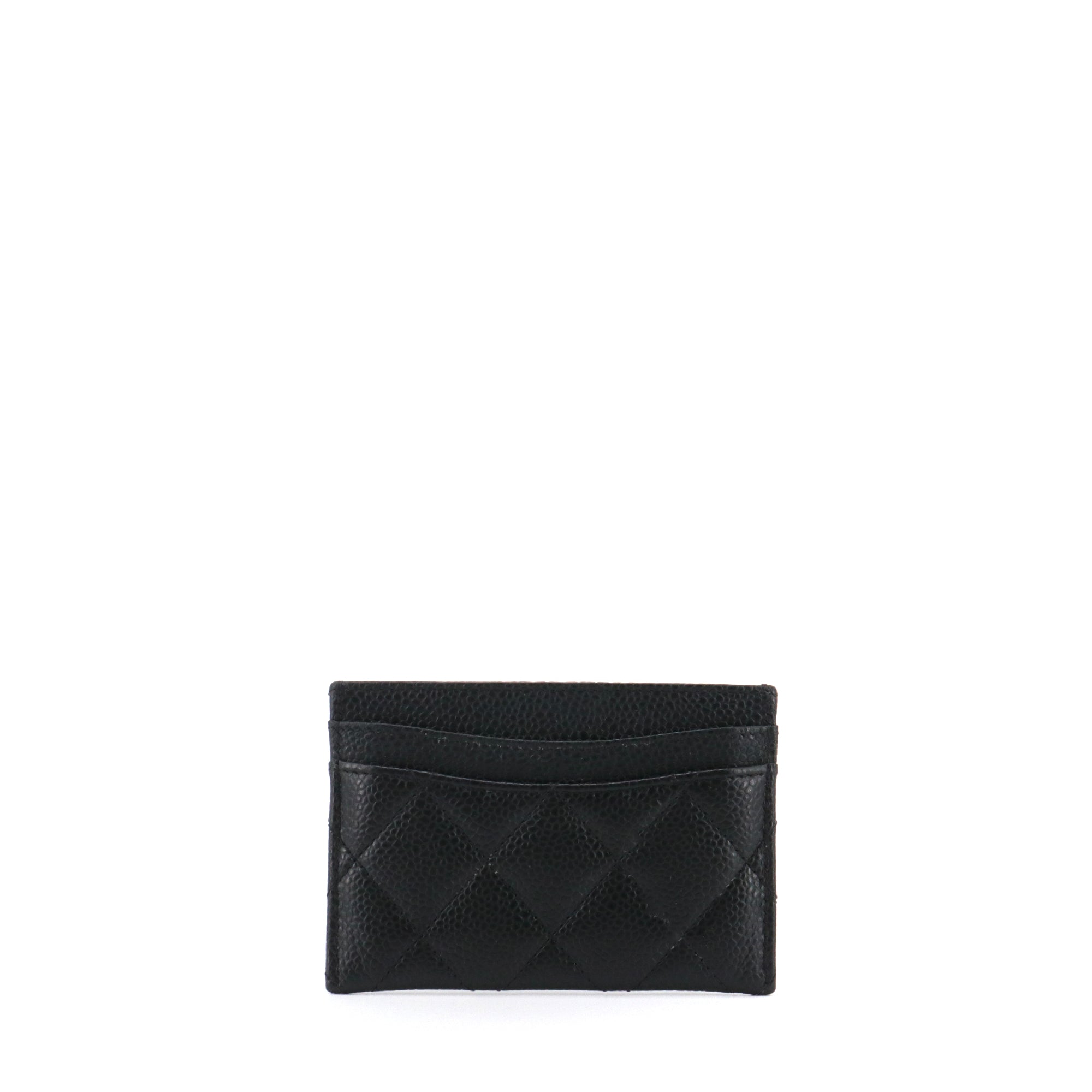 CHANEL - Porte cartes Chanel en cuir matelassé caviar noir