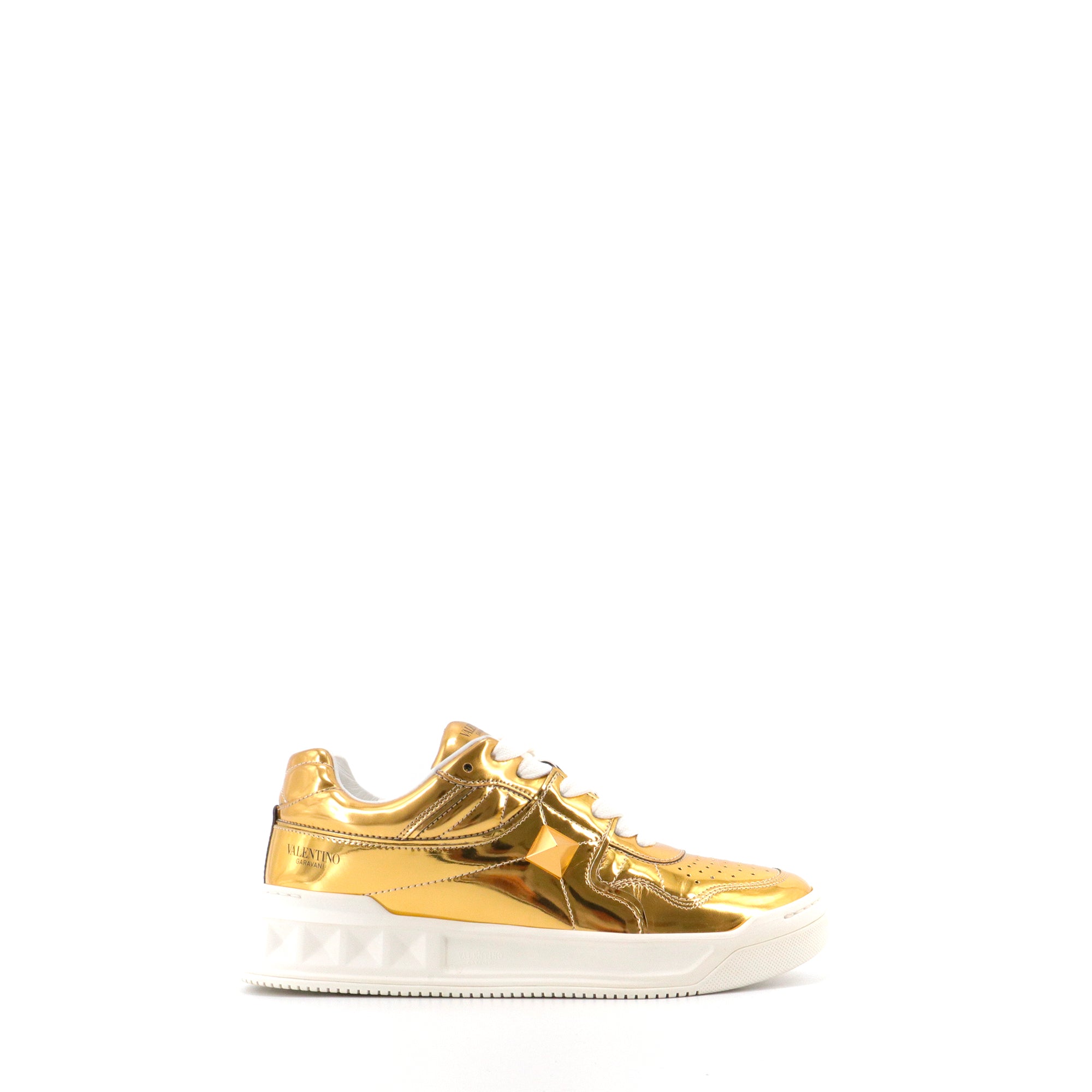 VALENTINO - Sneakers One Stud Valentino en cuir doré (T38)