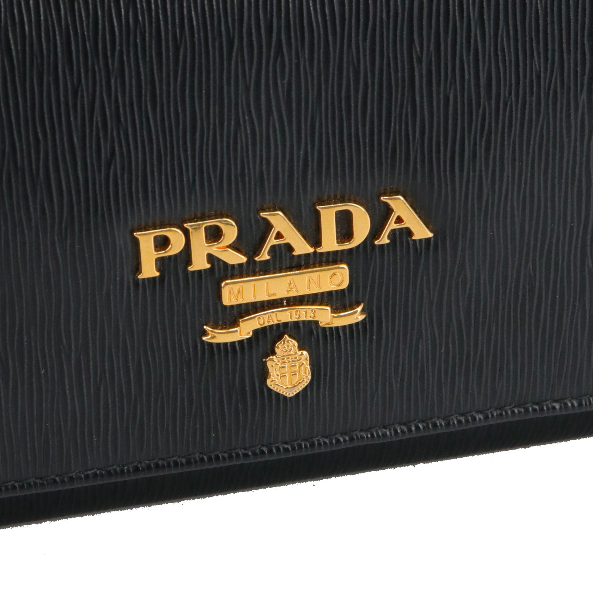 PRADA - Wallet on chain Vitello Move Prada en cuir grainé noir