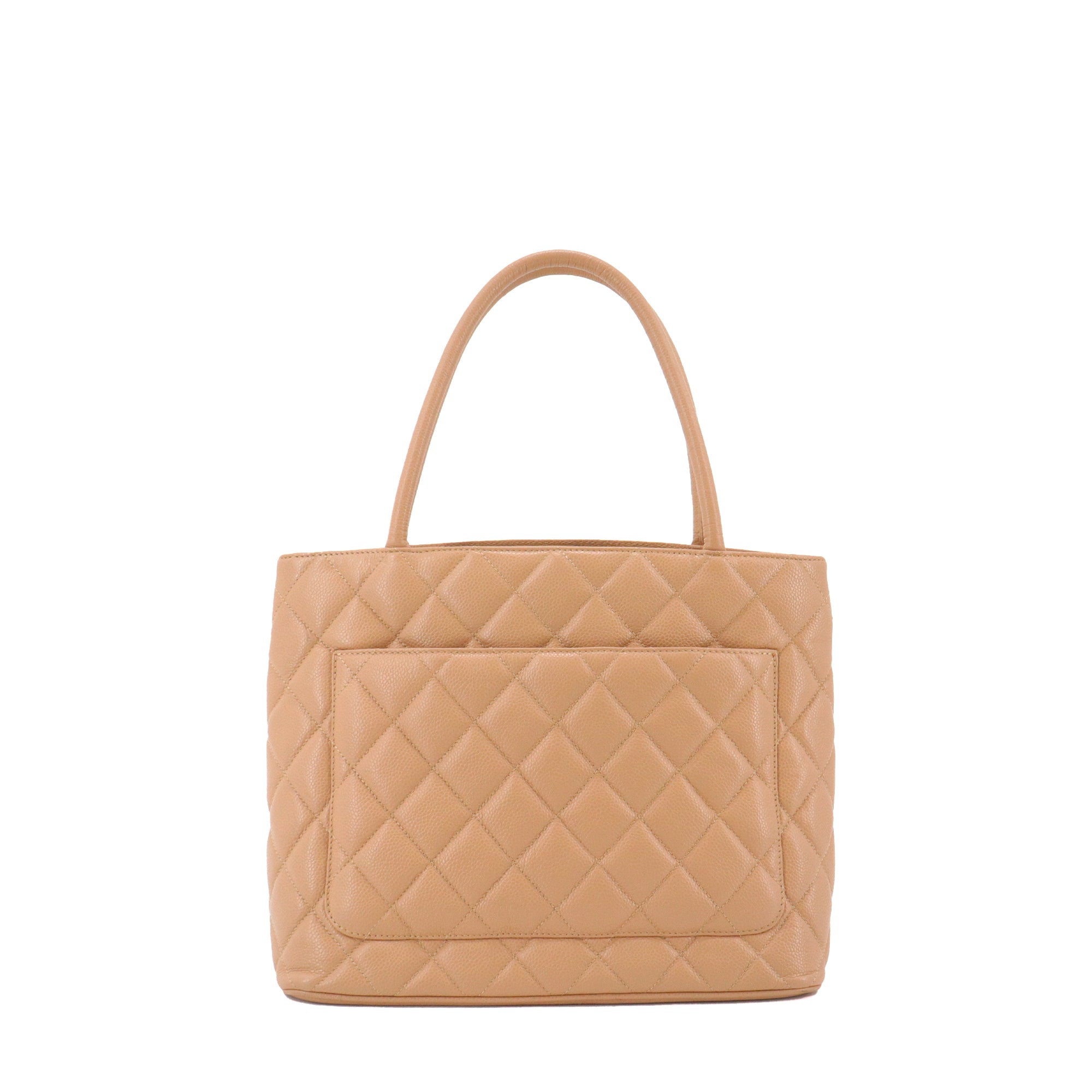 CHANEL - Sac à main Medaillon Chanel cuir caviar beige vintage