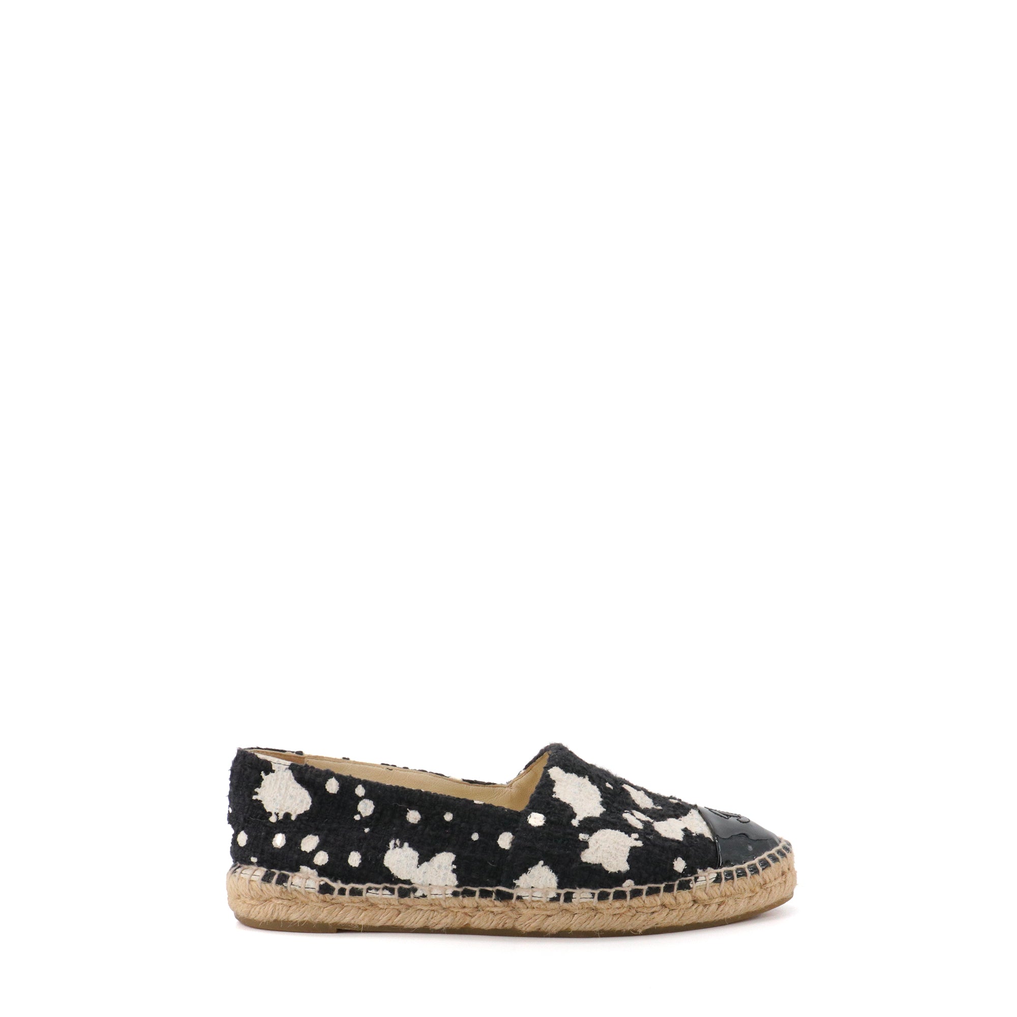 CHANEL - Espadrilles CC Chanel en tweed noir (T40)