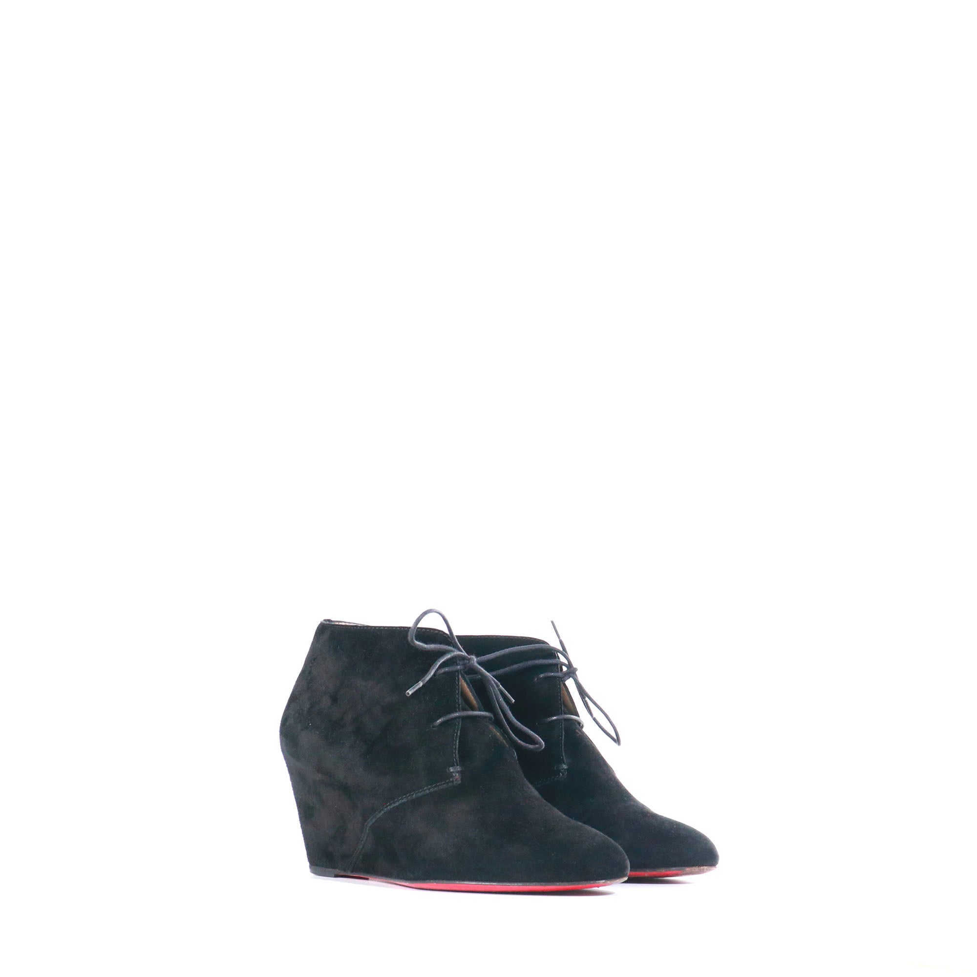 LOUBOUTIN - Bottines à lacets en daim noir (T38)