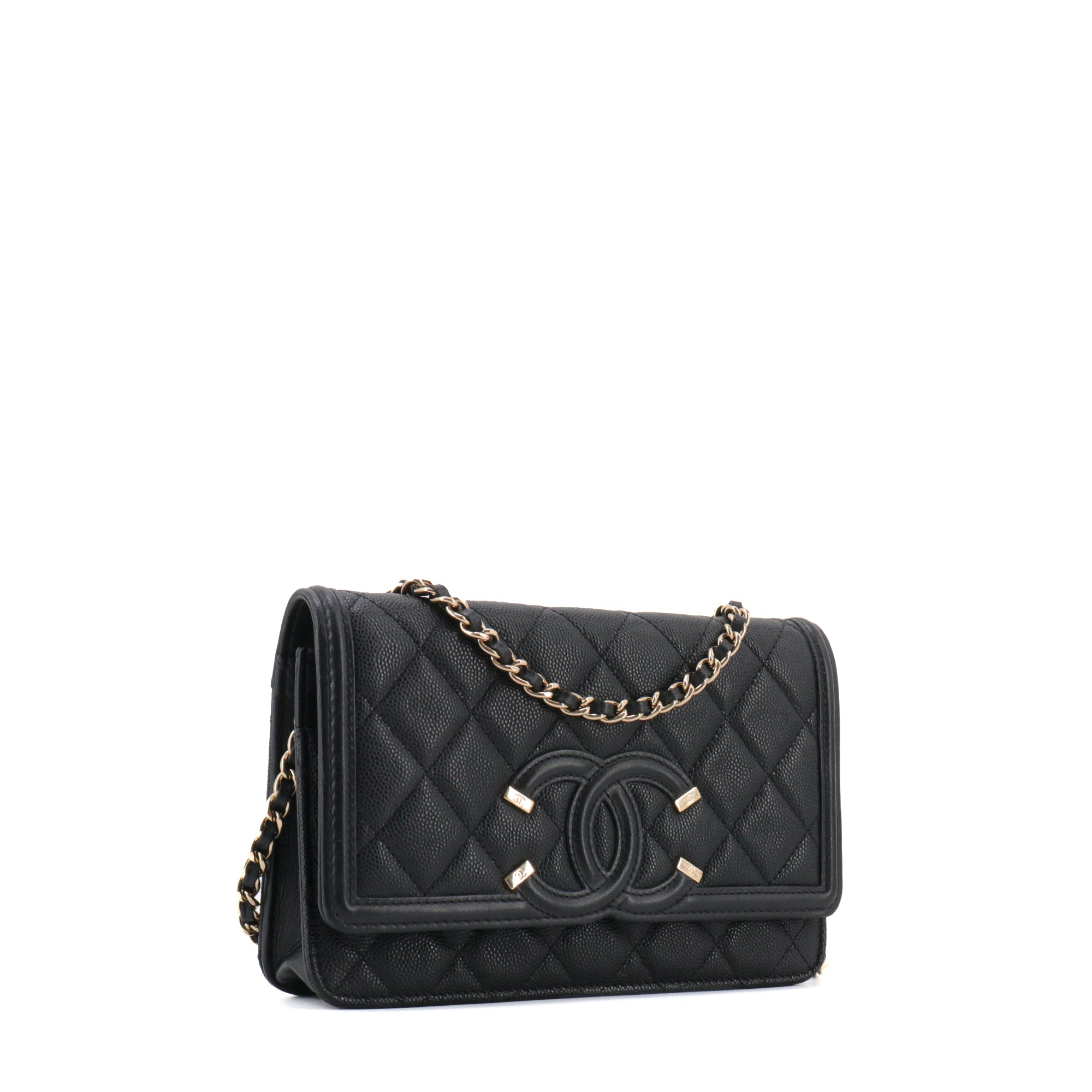 CHANEL - Sac à bandoulière Wallet On Chain Filigree Chanel en cuir caviar noir
