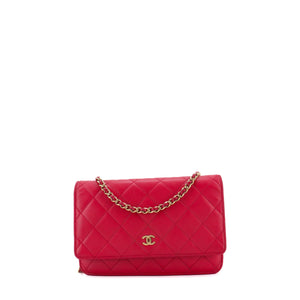 CHANEL - Sac à bandoulière Wallet On Chain Chanel en cuir lisse rouge