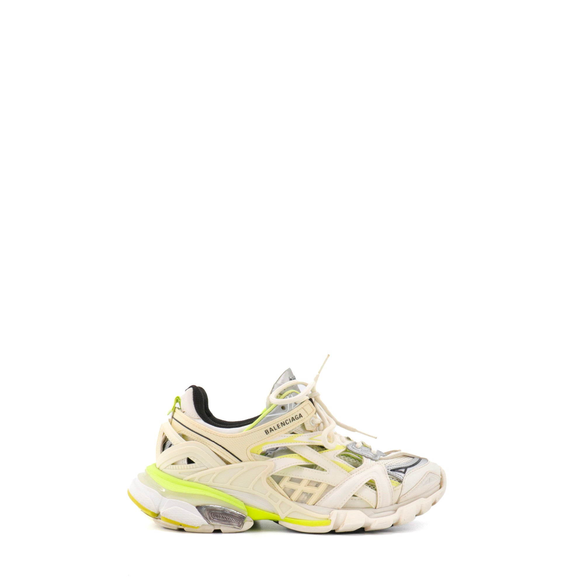 BALENCIAGA - Sneakers Track Balenciaga en cuir et toile blanche et verte (T38)