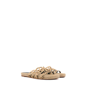 HERMÈS - Ancone Hermès sandals in gold leather (T37)