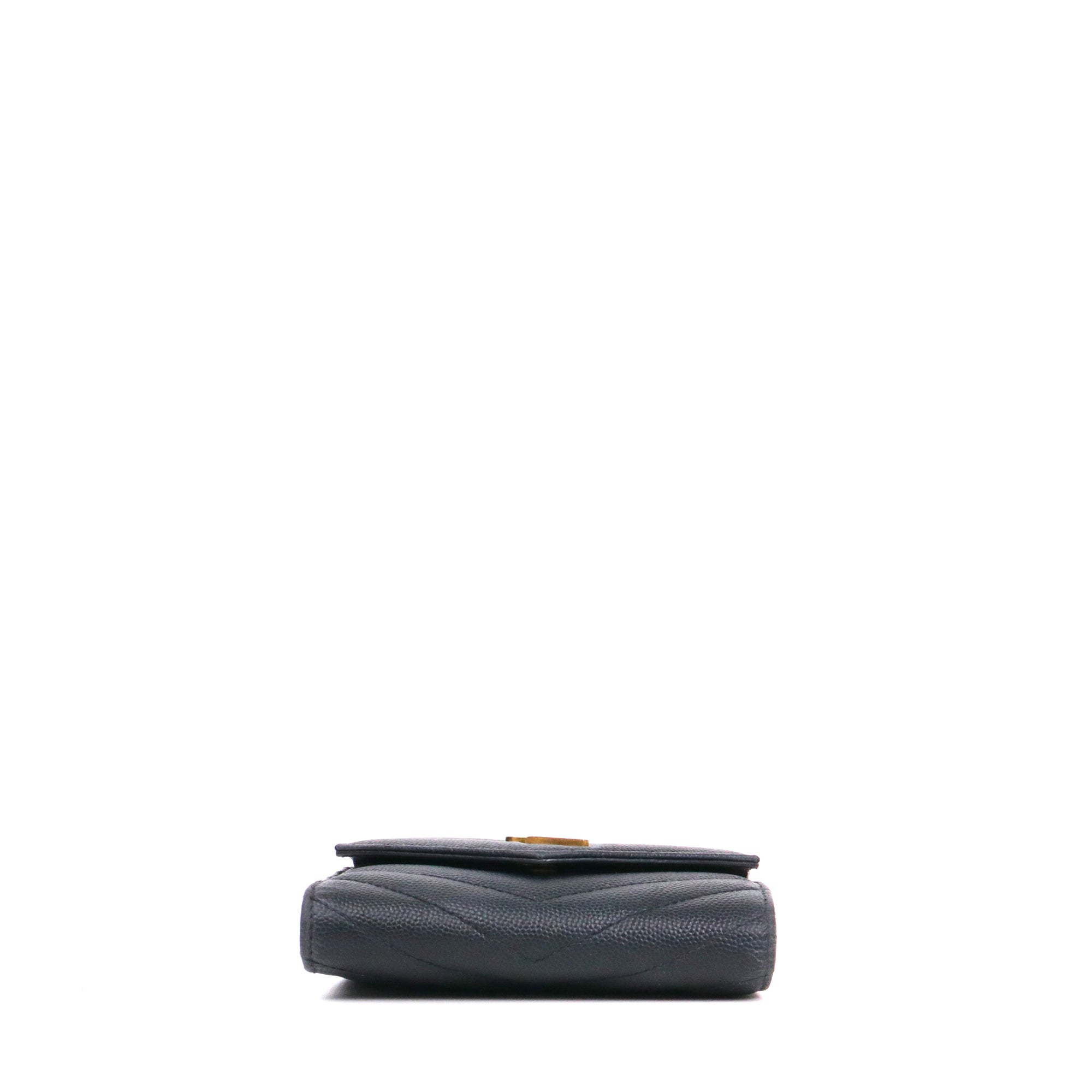 SAINT LAURENT - Portefeuille Cassandre Compact Saint Laurent en cuir grainé noir