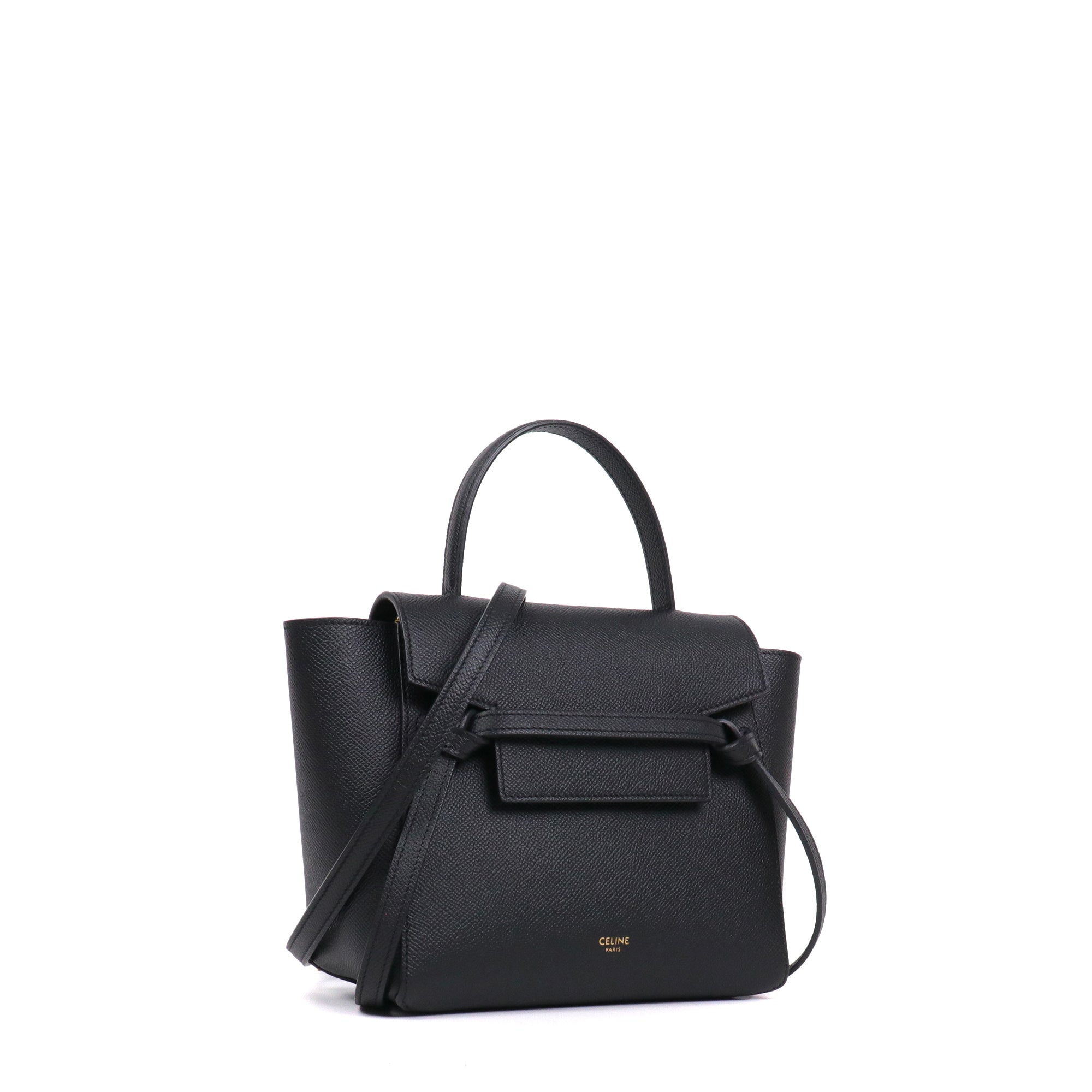 CELINE - Sac à bandoulière Belt nano Celine en cuir grainé noir