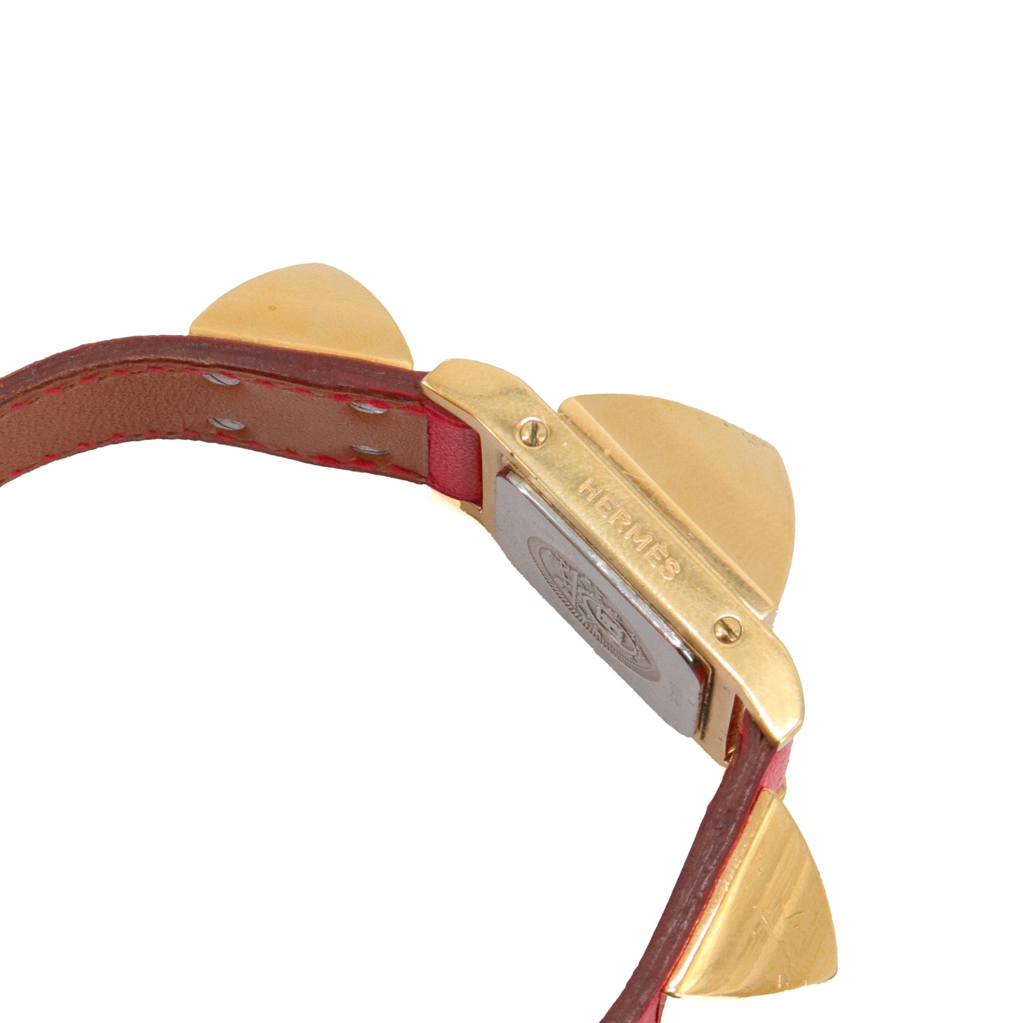 HERMÈS - Médor PM Hermès watch in red leather 