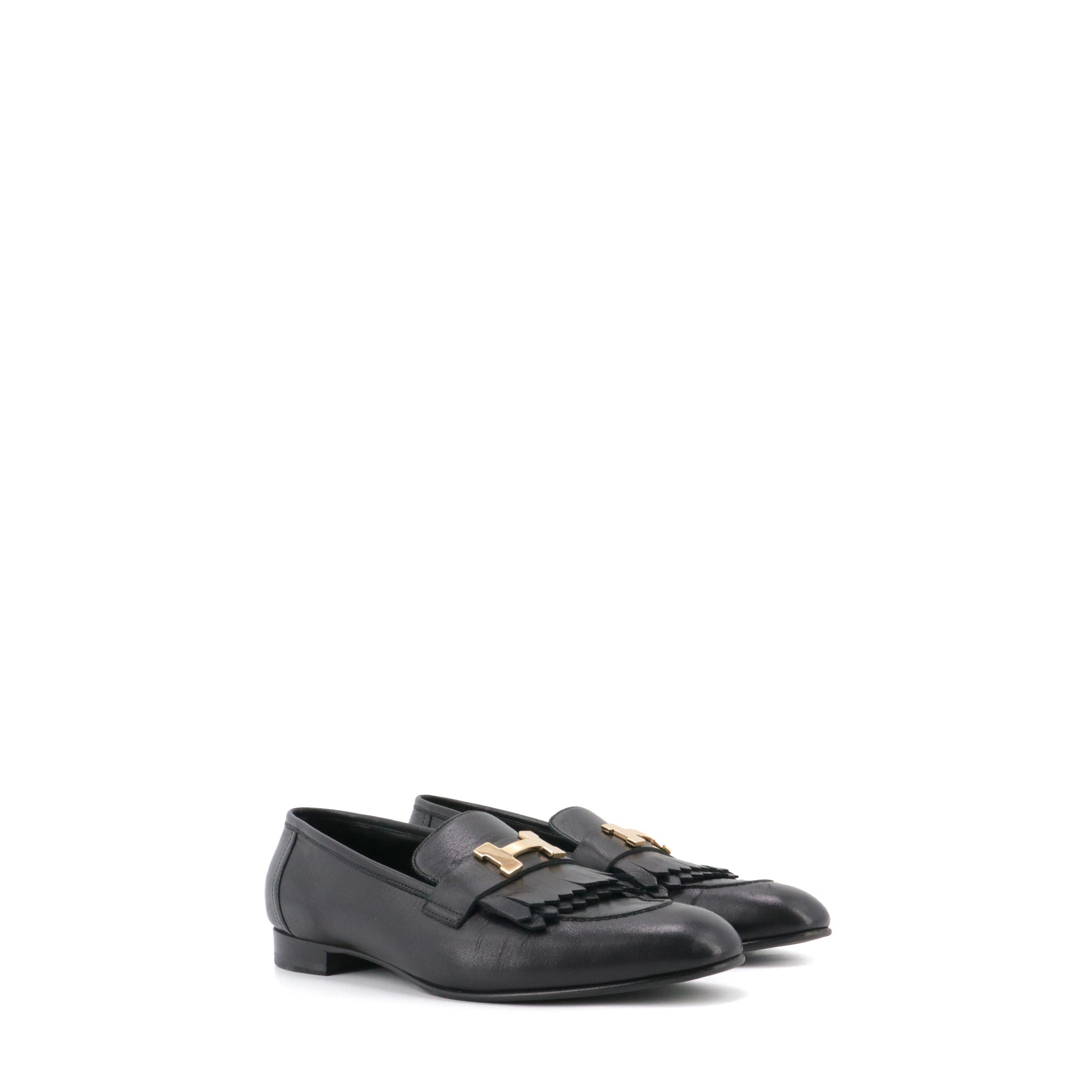 HERMÈS - Royal Hermès loafers in black leather (T41)