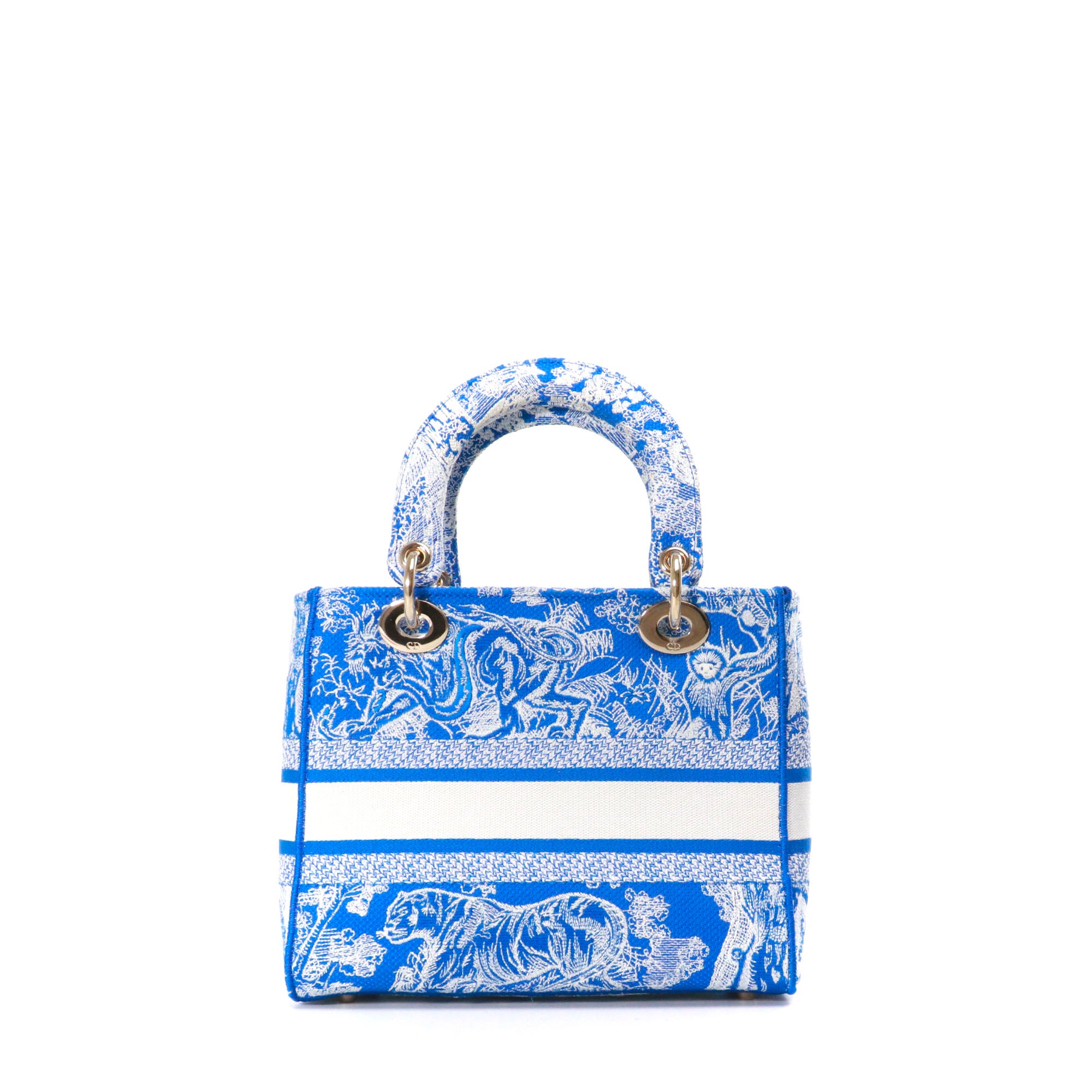 DIOR - Dior medium Lady D-Lite shoulder bag in electric blue toile de jouy