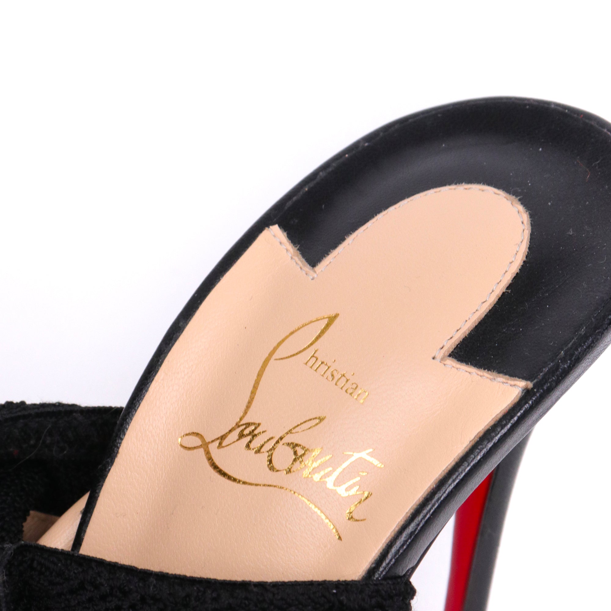 LOUBOUTIN - Bottines Cheminene Louboutin en maille noire (T40,5)
