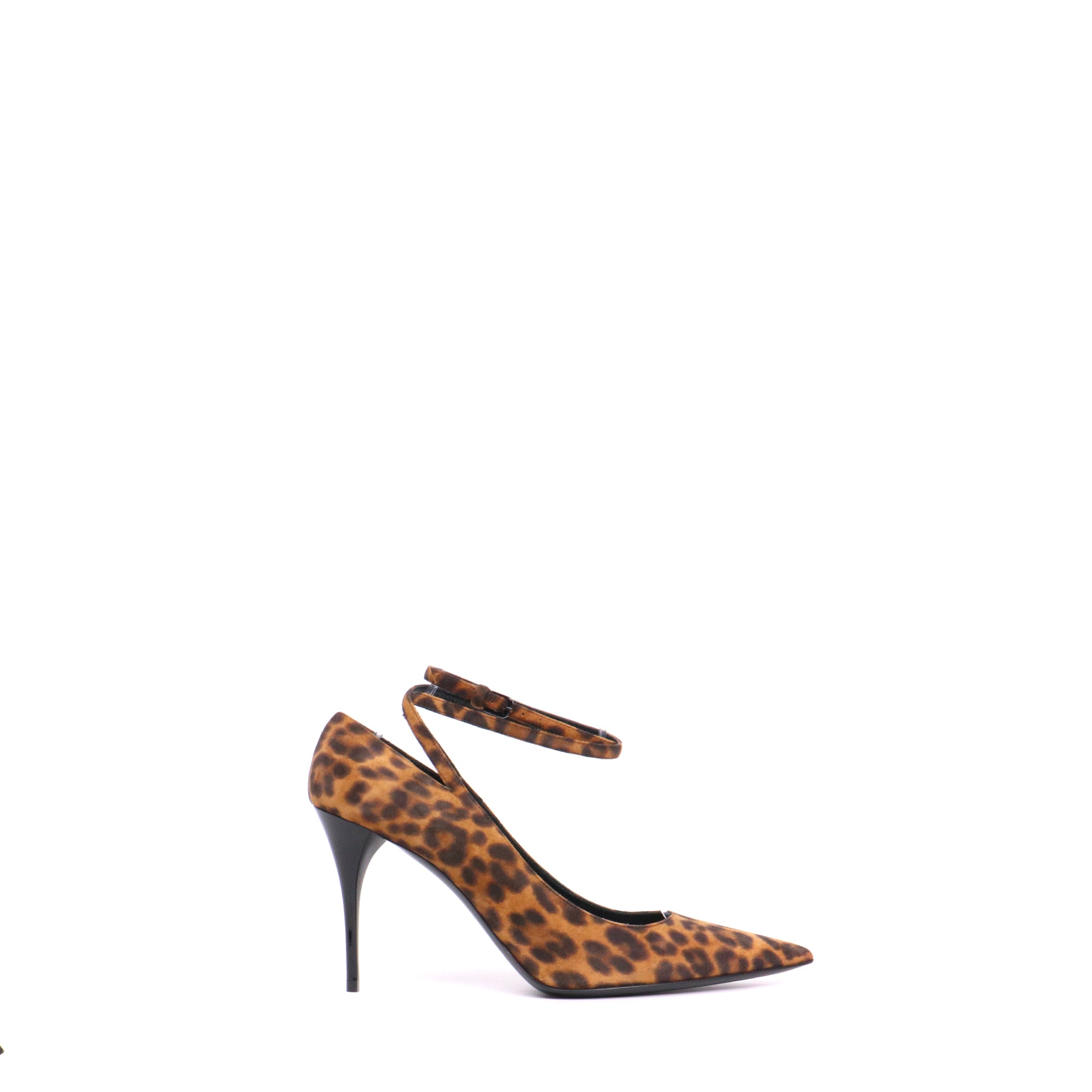 SAINT LAURENT - Escarpins à talon Lexi Saint Laurent en suède léopard (T36,5)