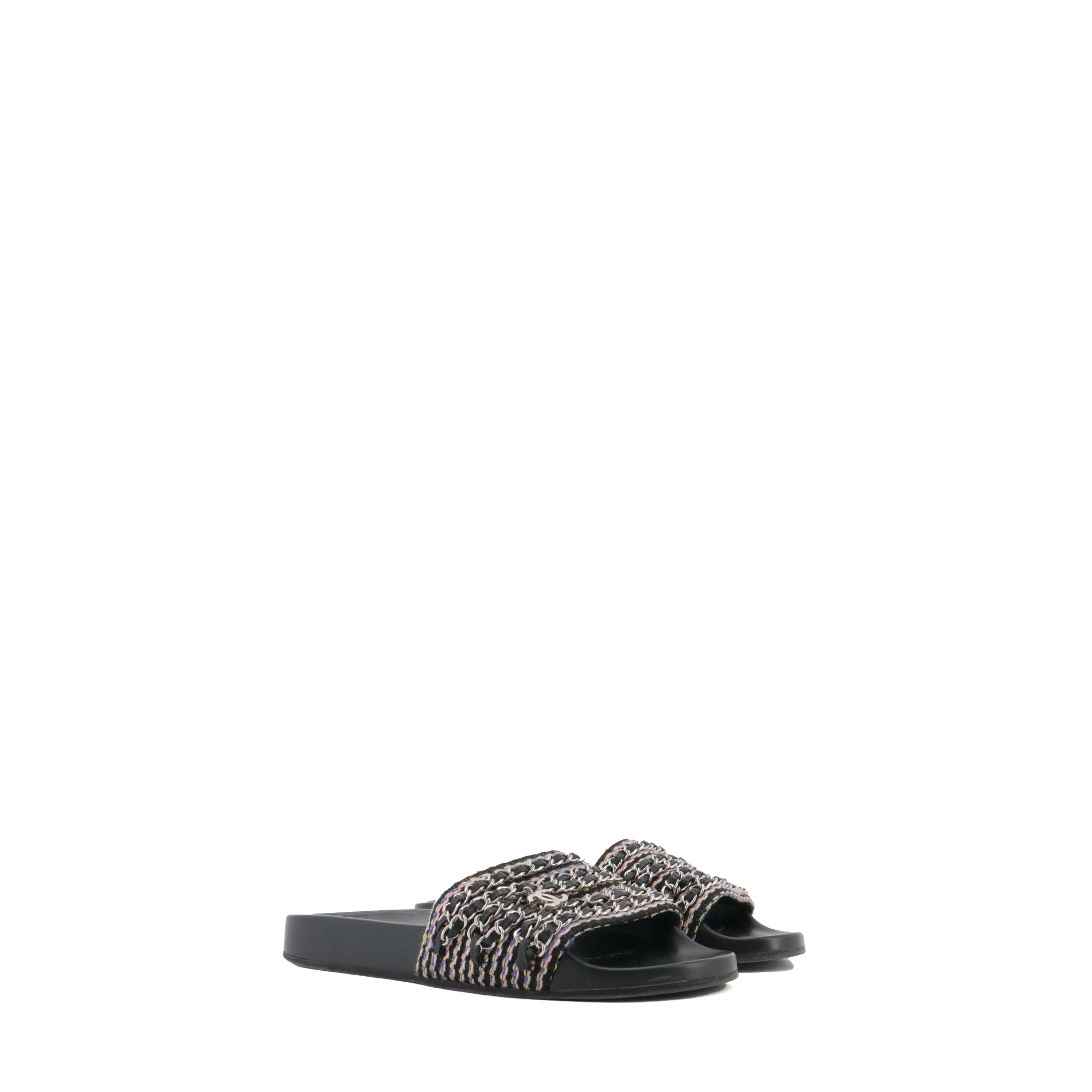 CHANEL - Chanel Tropiconic sandals in multicolored tweed and leather (Size 38)