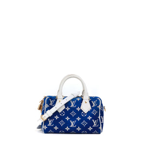 LOUIS VUITTON - Louis Vuitton Speedy 20 shoulder bag in blue velvet