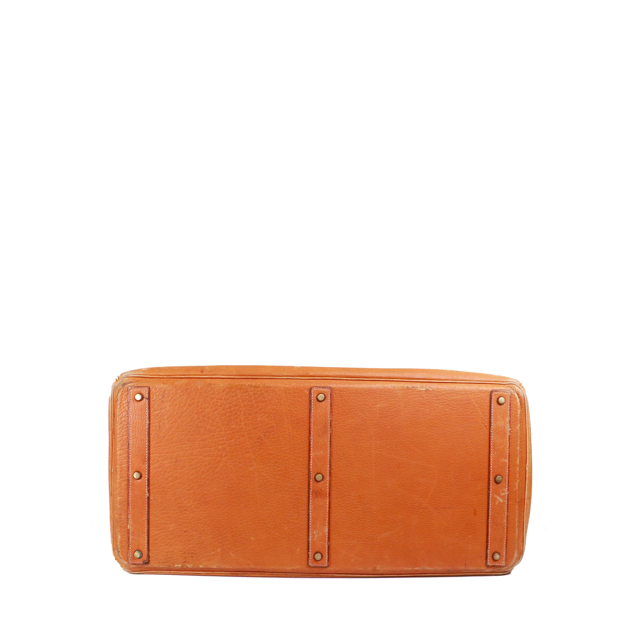 HERMÈS - Haut à Courroies 60 Hermès travel bag in vintage brown leather 