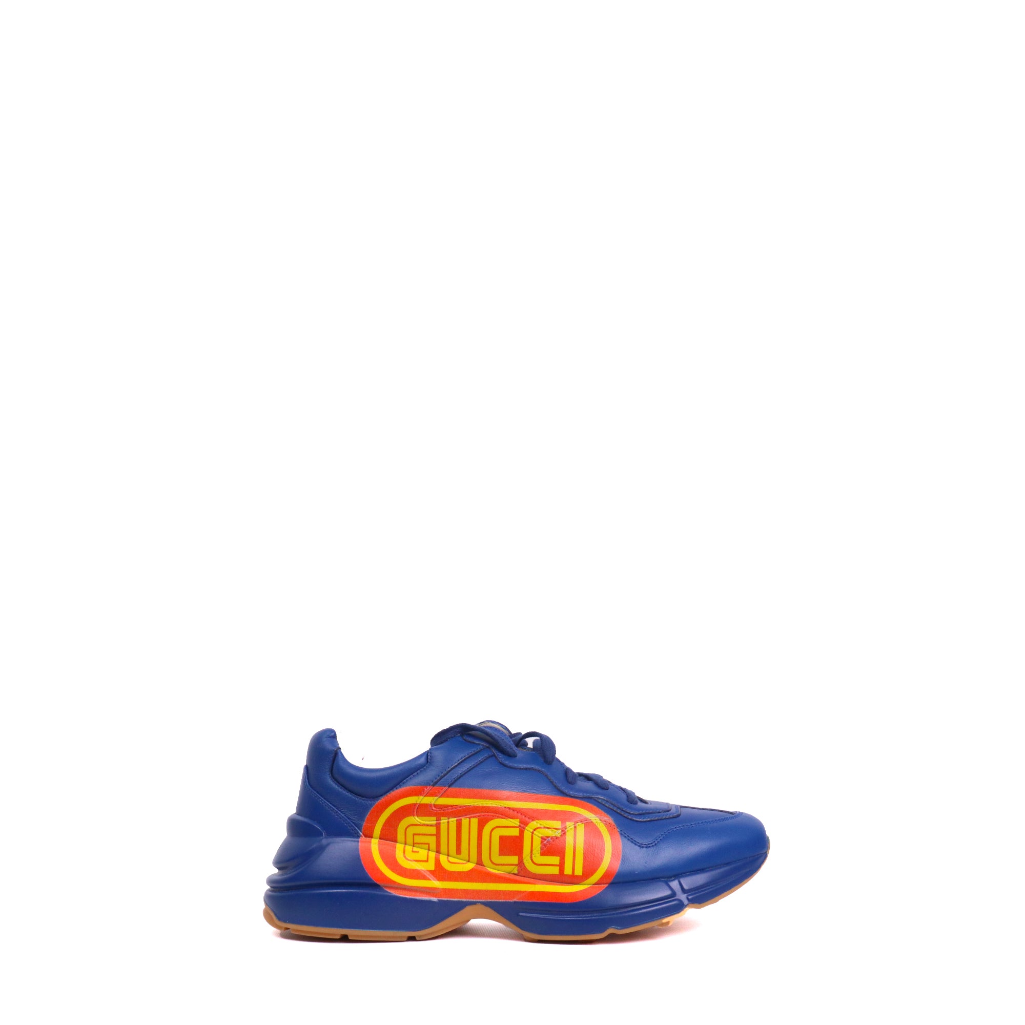 GUCCI - Sneakers Rhyton Gucci en cuir bleu (T43)