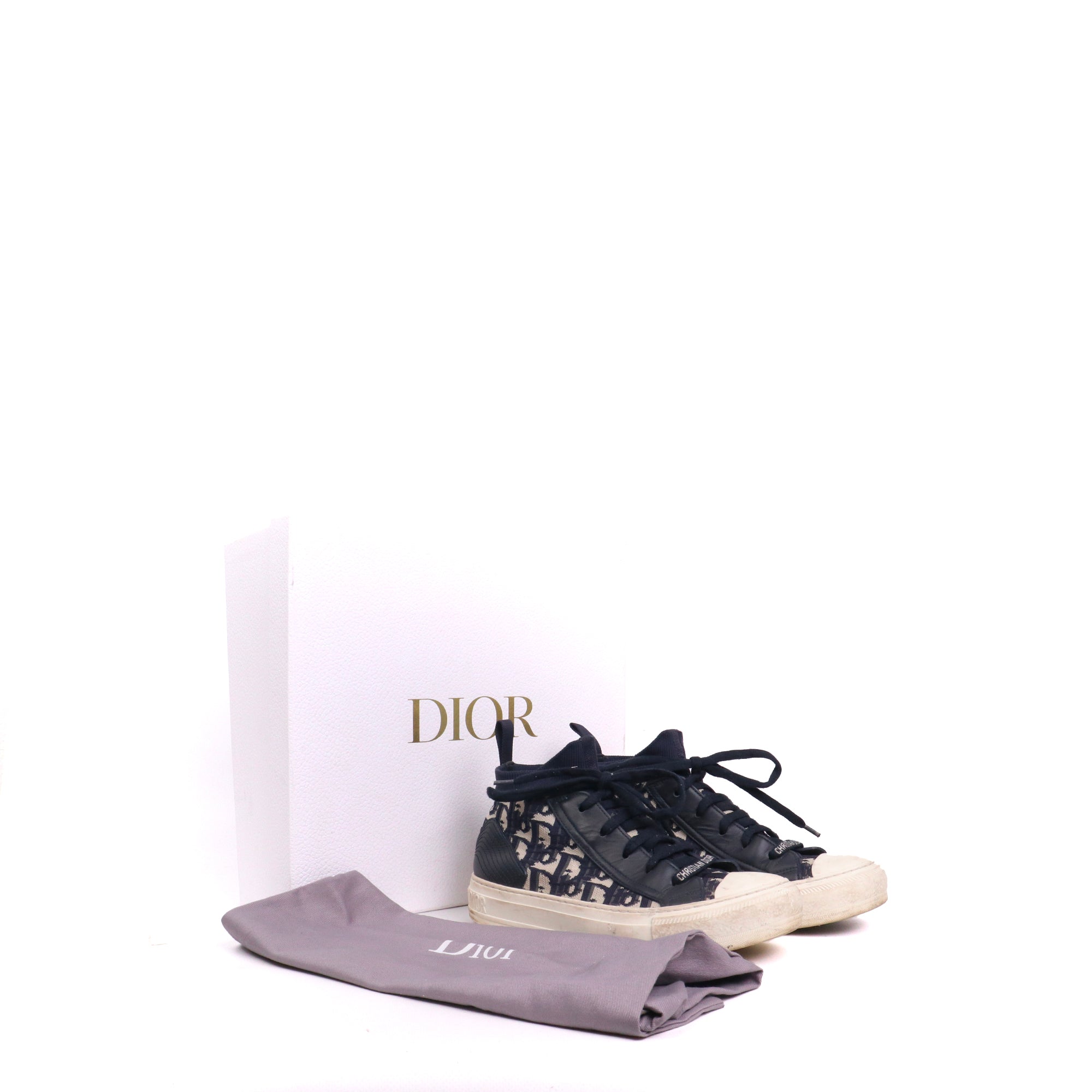 DIOR - Sneakers Dior Walk'n'dior en maille bleu marine (T36)