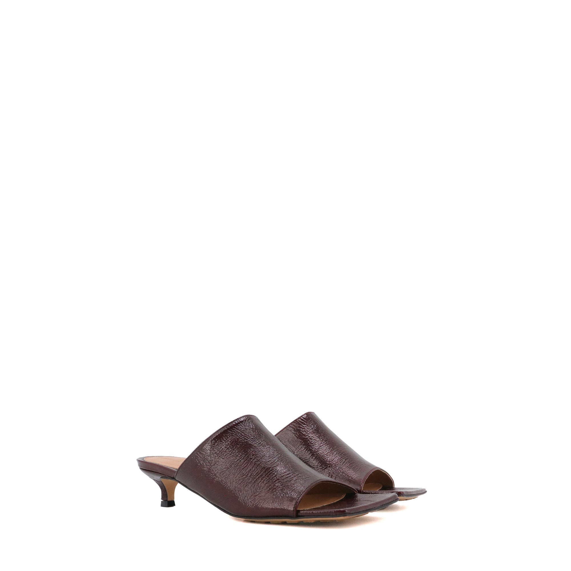BOTTEGA VENETA - Bottega Veneta heeled mules in burgundy patent leather (T36)