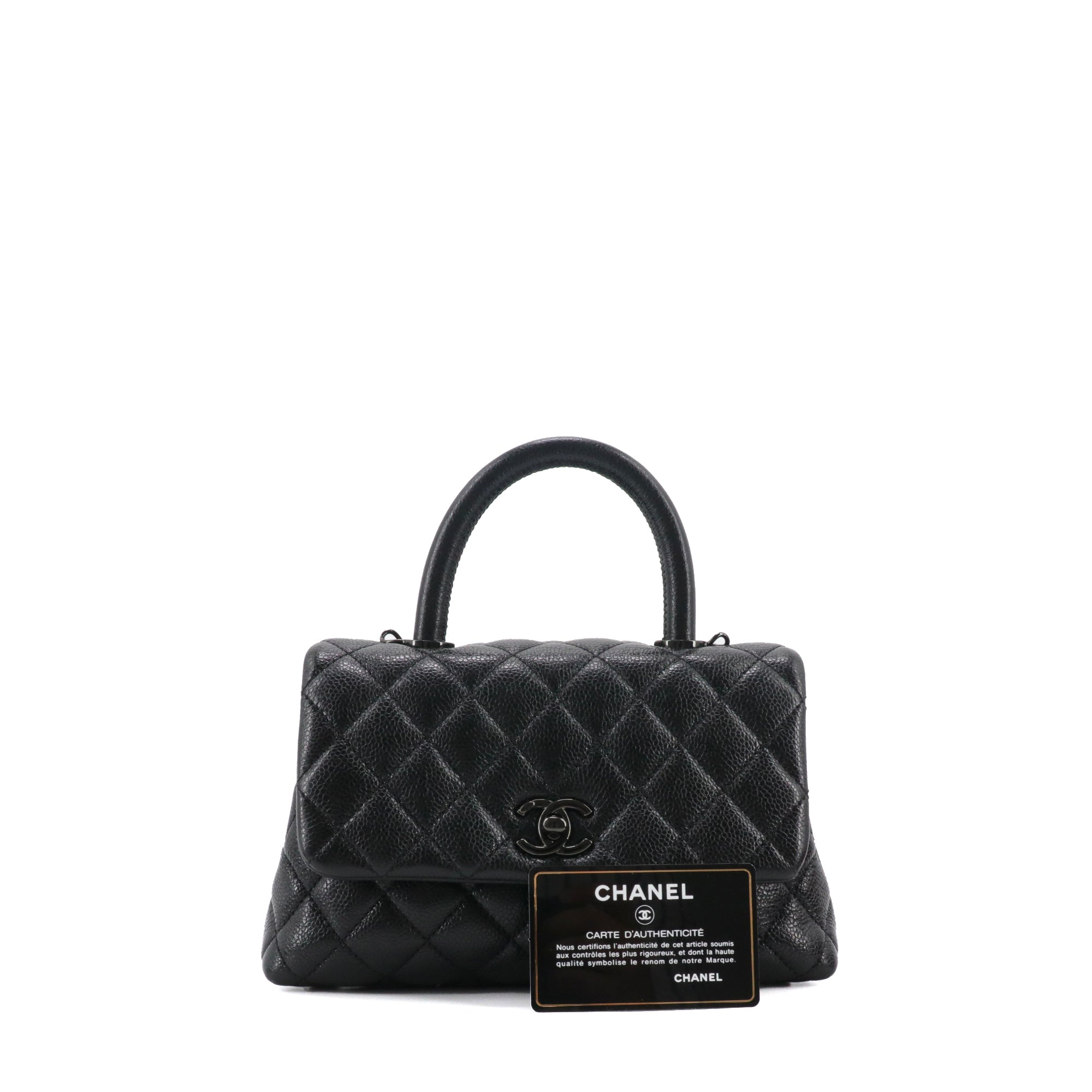 CHANEL - Chanel Coco Handle shoulder bag in full black caviar leather