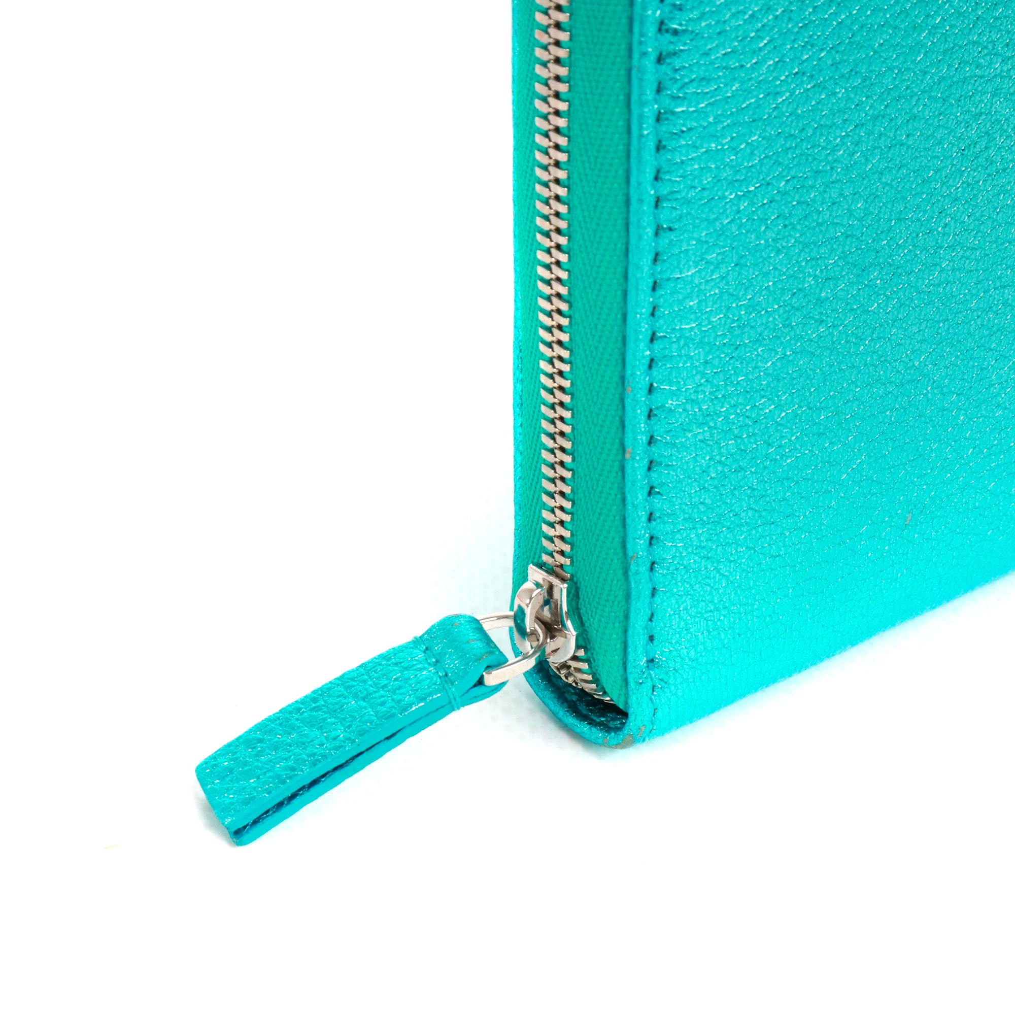 BALENCIAGA - Portefeuille Ville Balenciaga en cuir grainé bleu irisé
