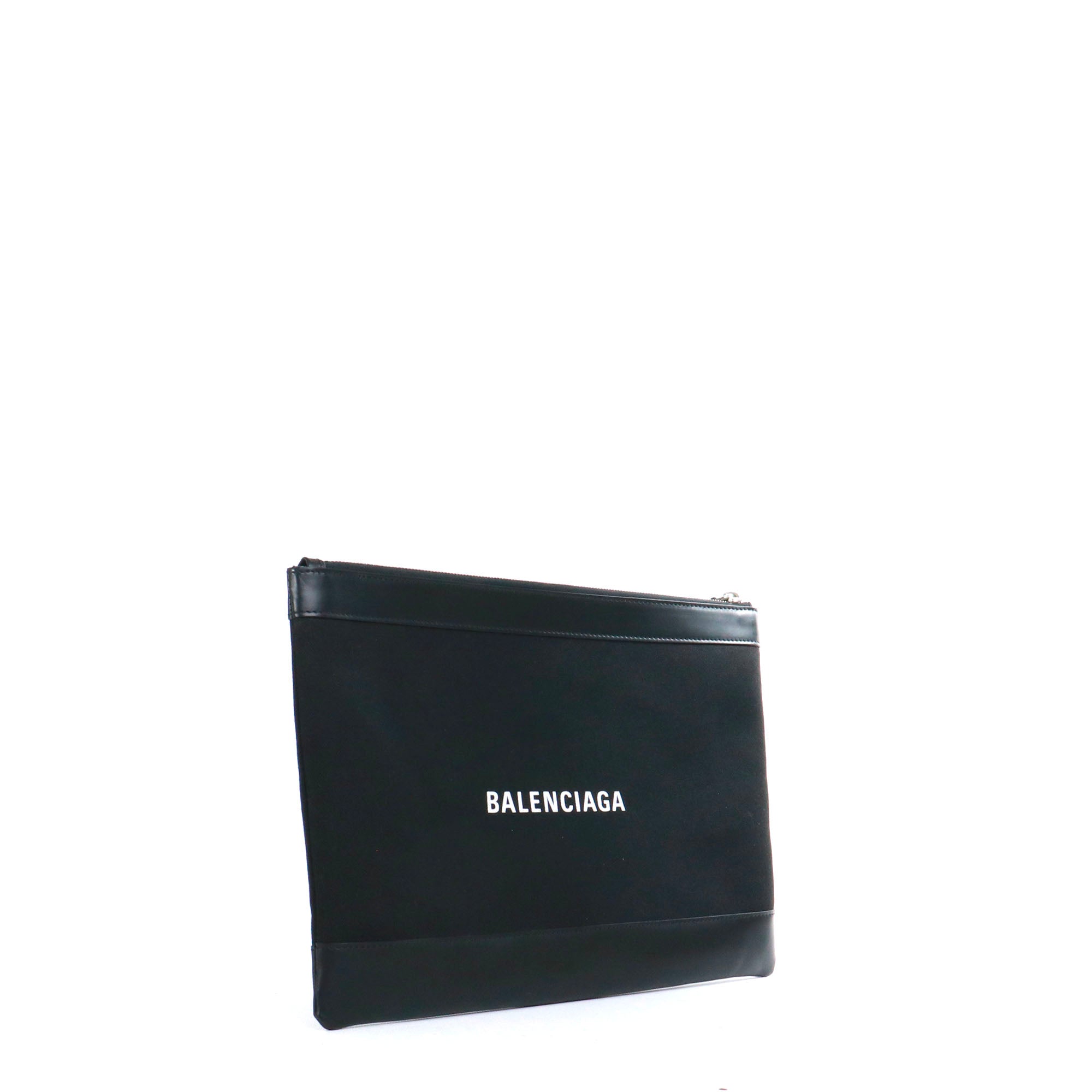 BALENCIAGA - Balenciaga Ville clutch in black canvas and leather