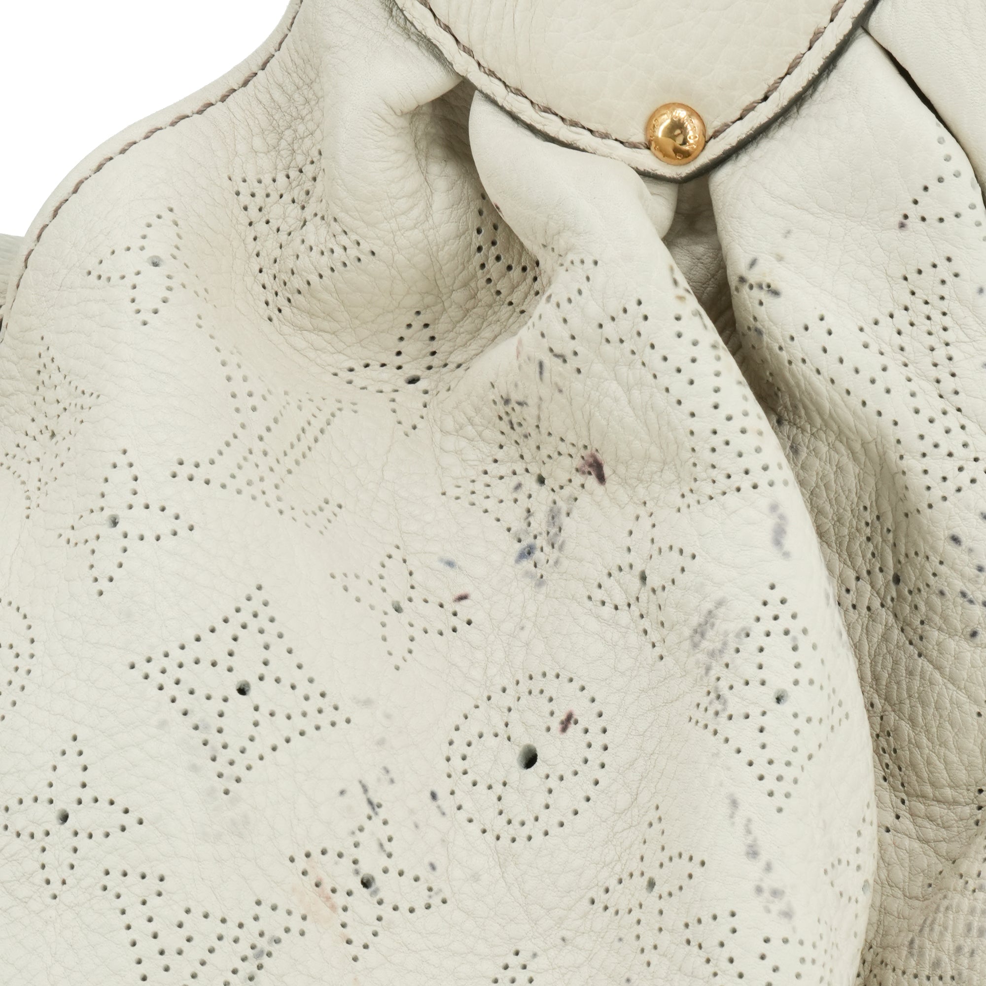 LOUIS VUITTON - Sac cabas Mahina Louis Vuitton en cuir grainé beige vintage
