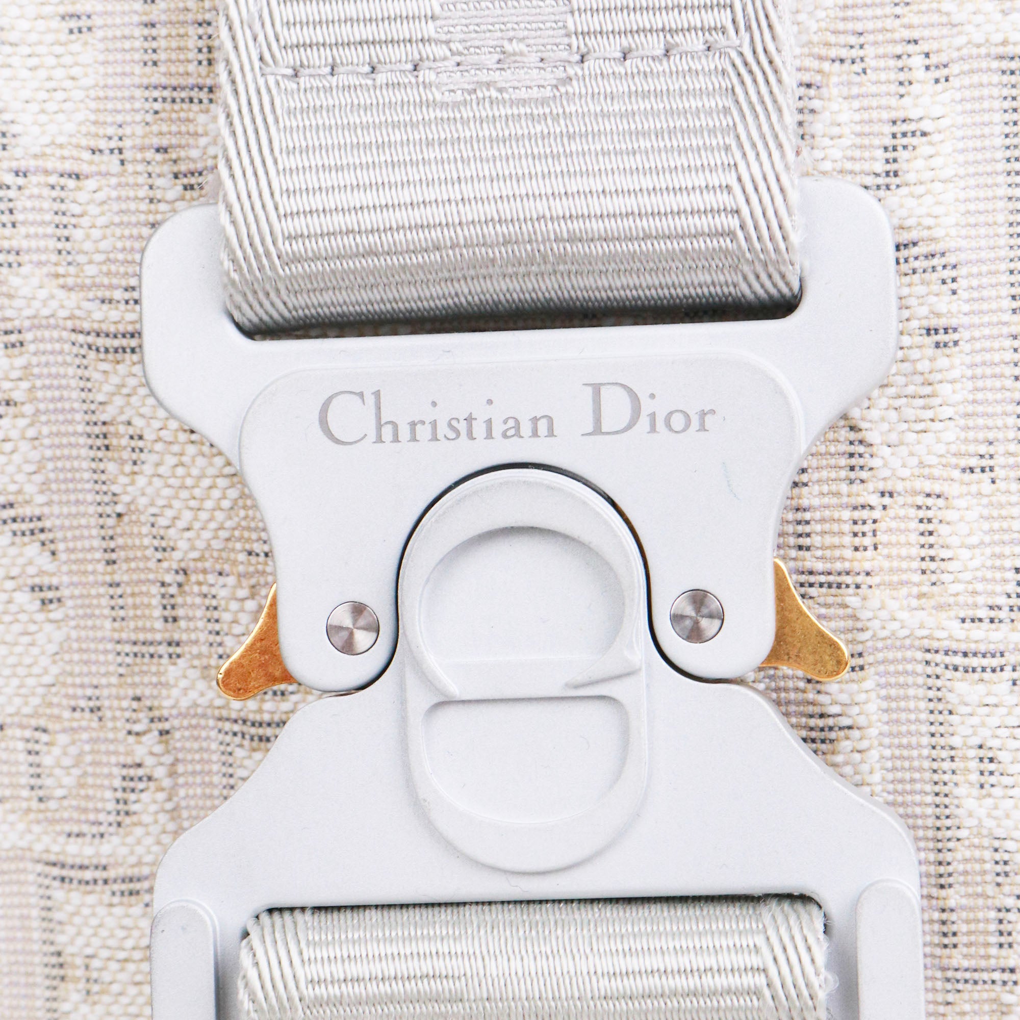 DIOR - Sac de voyage Dior en toile oblique et cuir blanc cassé