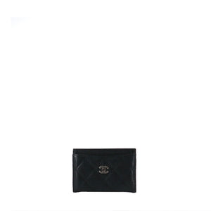 CHANEL - Porte cartes Chanel en cuir matelassé grainé noir édition limitée