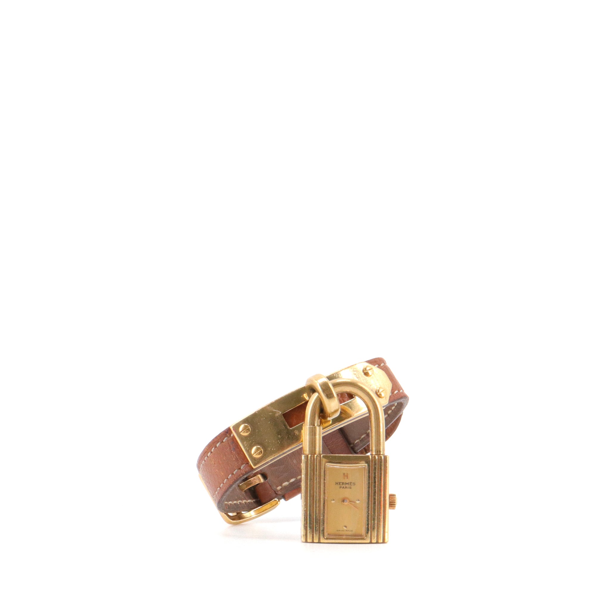 HERMÈS - Montre Kelly Hermès en cuir gold