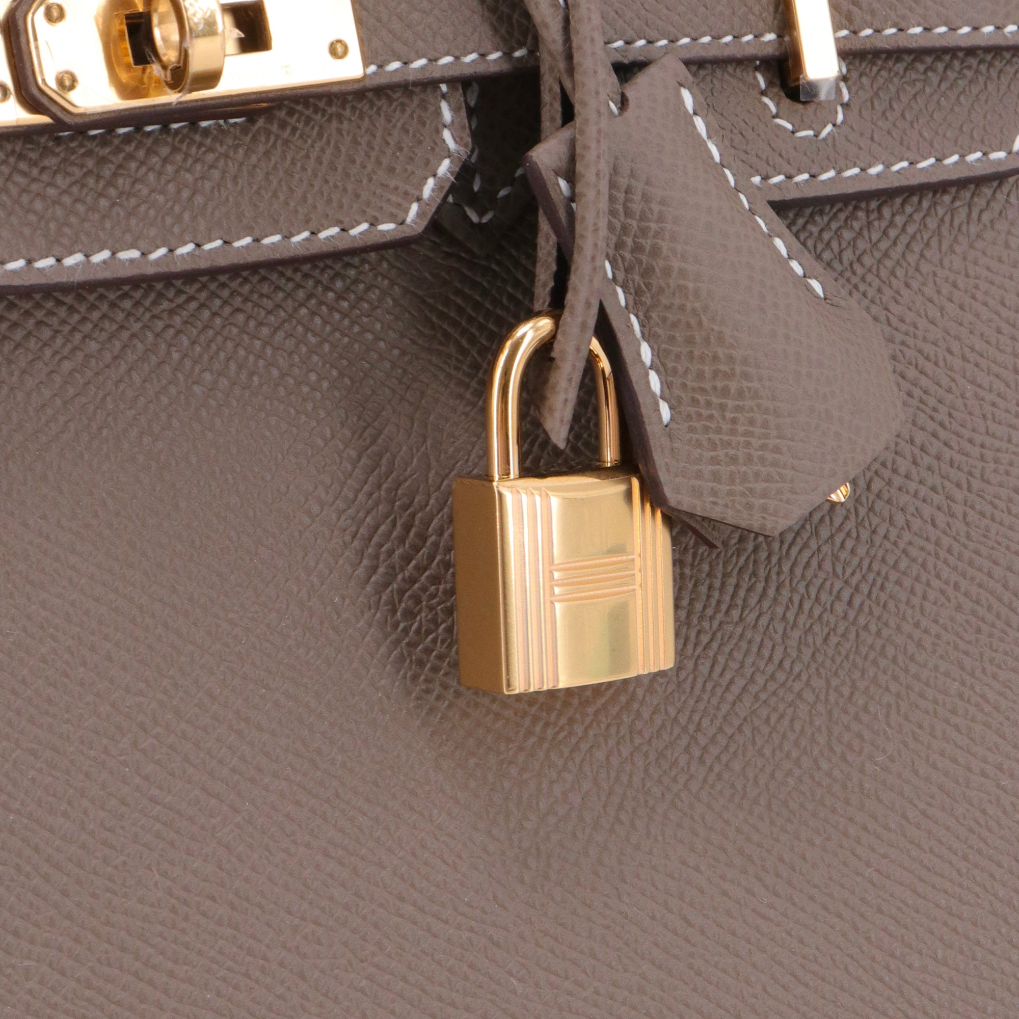 HERMÈS - Sac à main Birkin 25 Hermès en cuir epsom étoupe