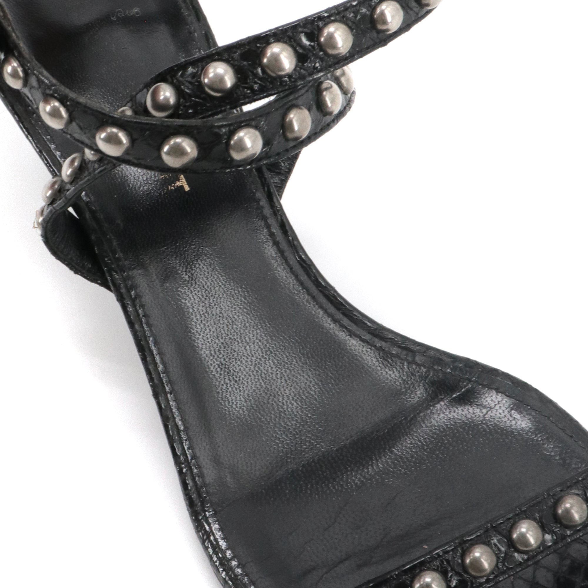 SAINT LAURENT - Saint Laurent Kiki heeled sandals with studs (Size 37)