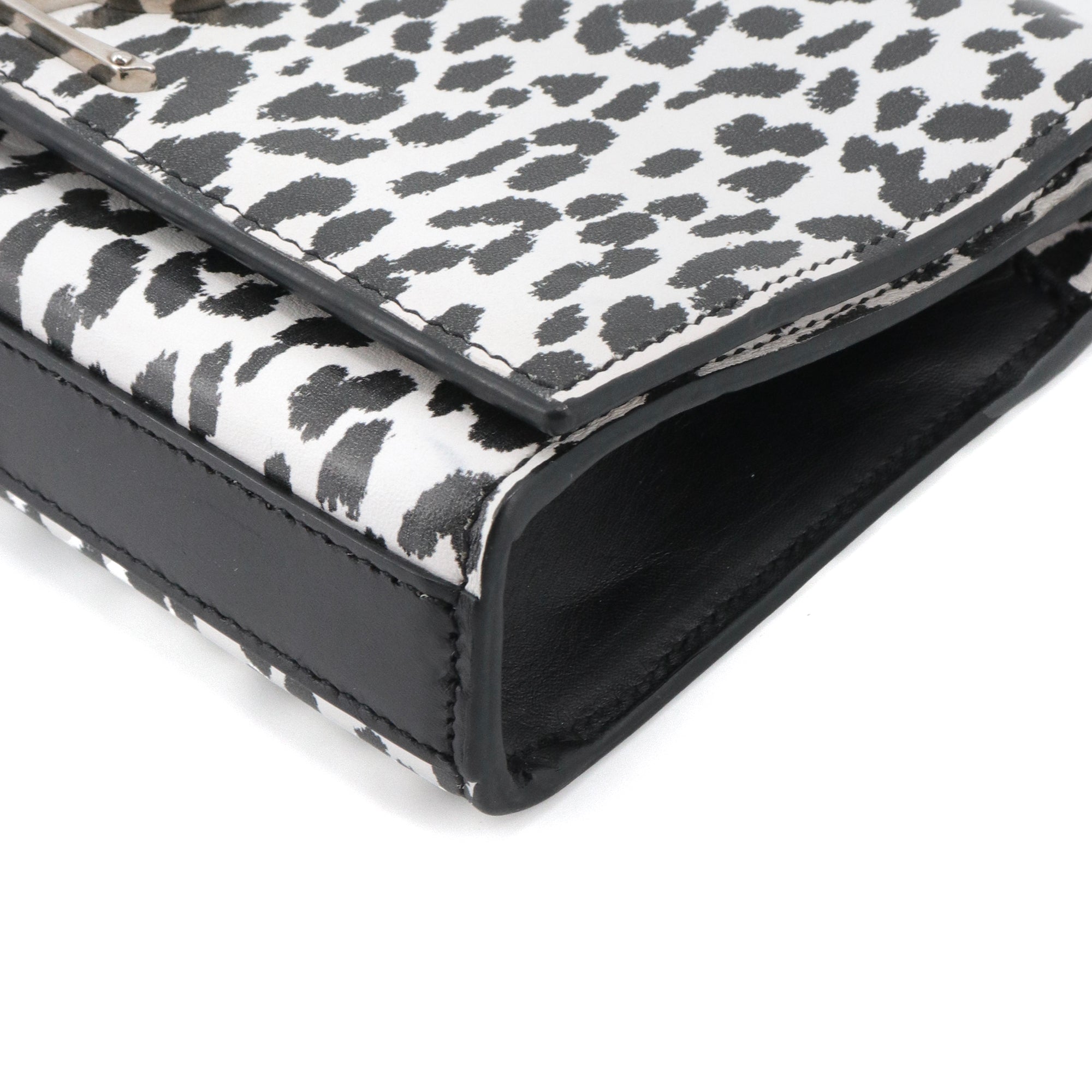 SAINT LAURENT - Sac à bandoulière Kate mini Saint Laurent en cuir noir et blanc