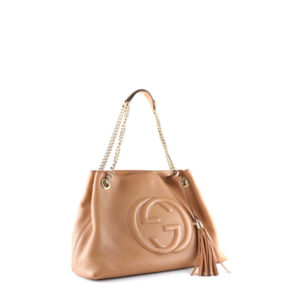 GUCCI - Soho tote bag in brown grained leather 
