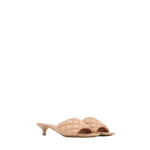 BOTTEGA VENETA - Bottega Veneta heeled sandals in beige quilted leather (T37)