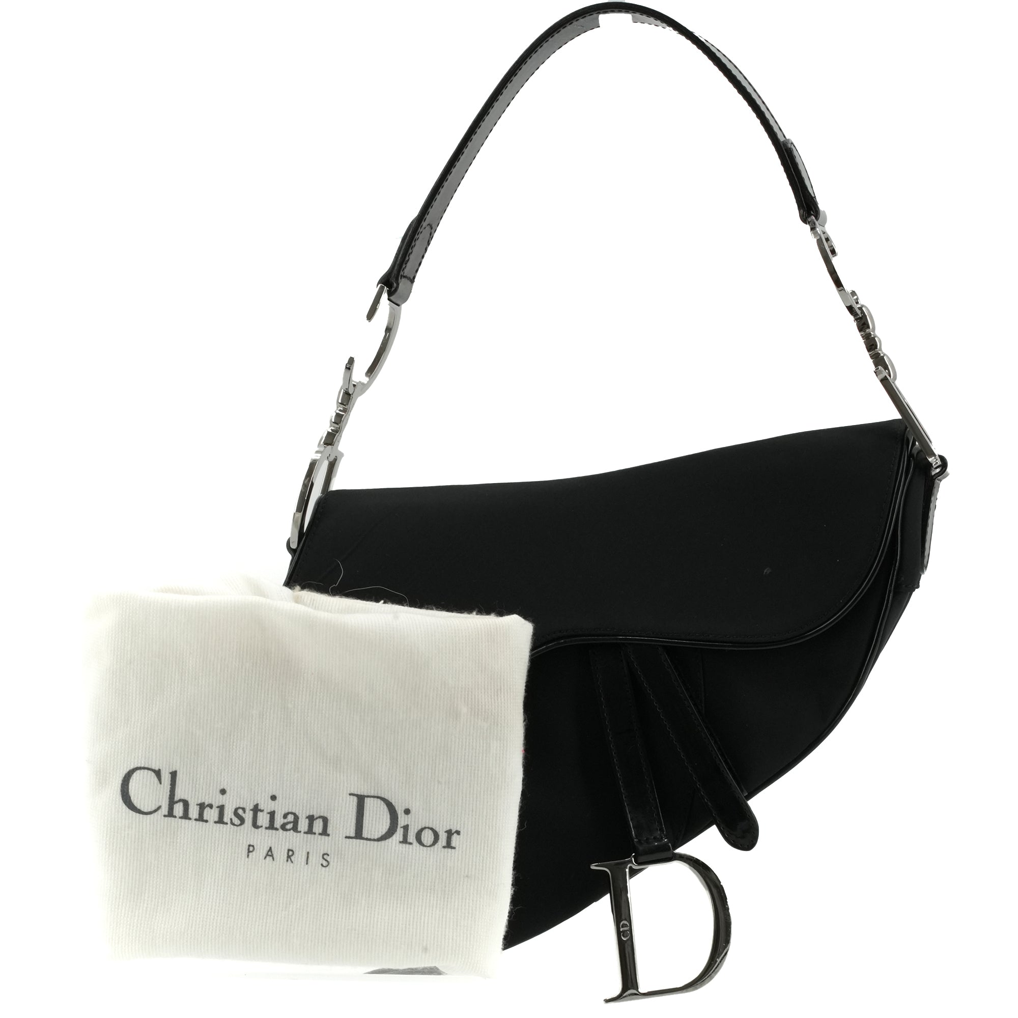 DIOR - Sac à main Saddle Dior en toile noire vintage