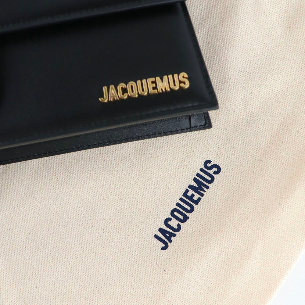 JACQUEMUS - Bambino long shoulder bag in black smooth leather