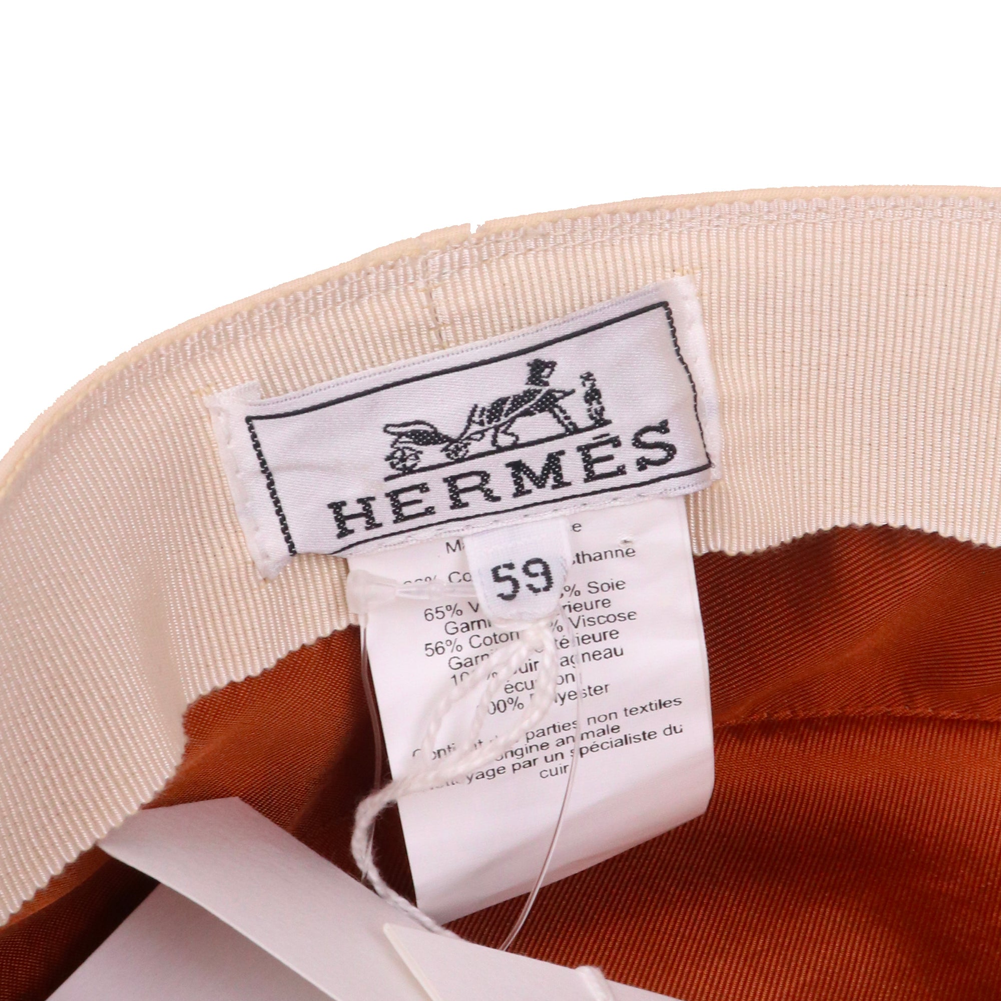 HERMÈS - Cabourg Cliquetis cap in beige cotton (T59)