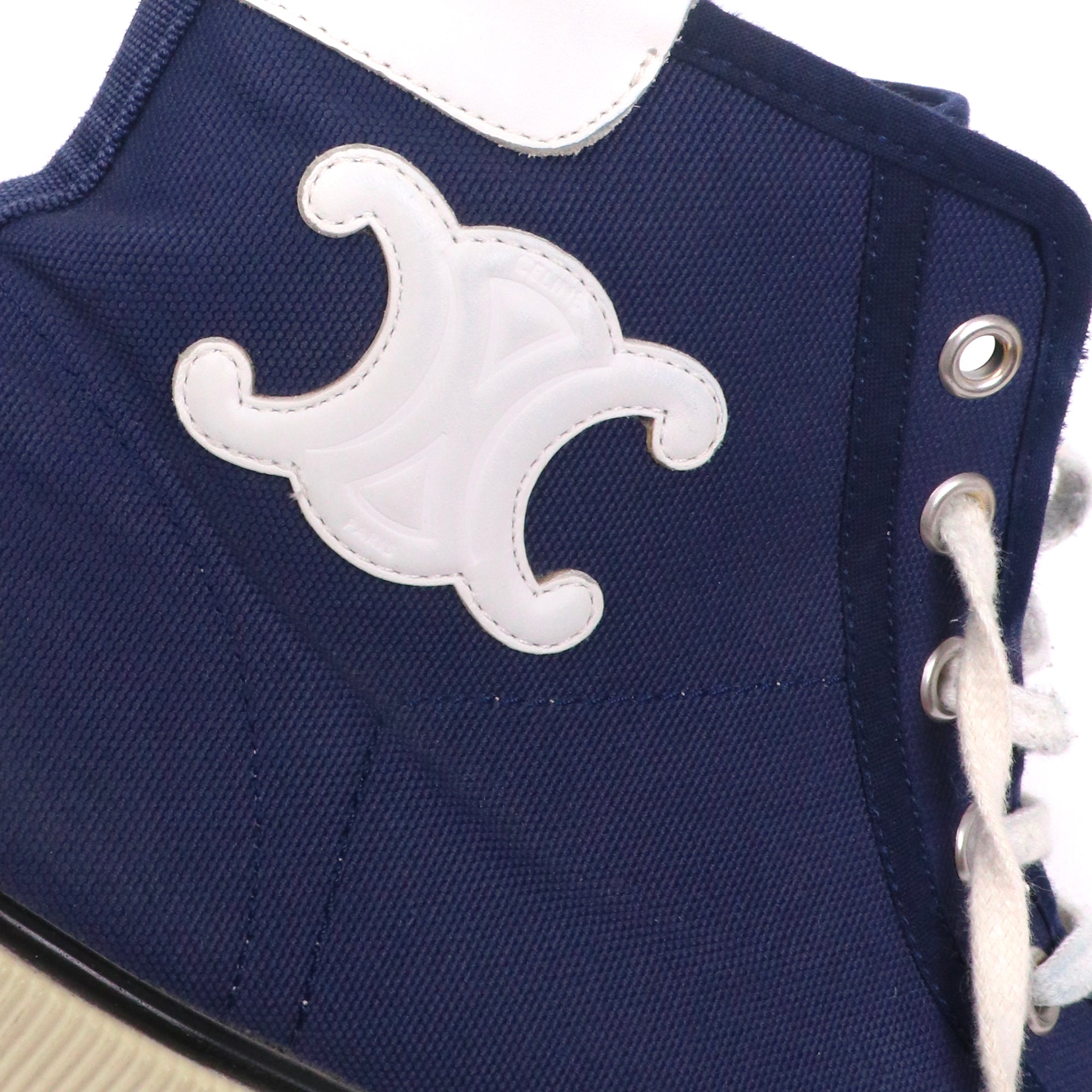 CELINE - Sneakers montantes Triomphe Celine en toile bleu marine (T40)