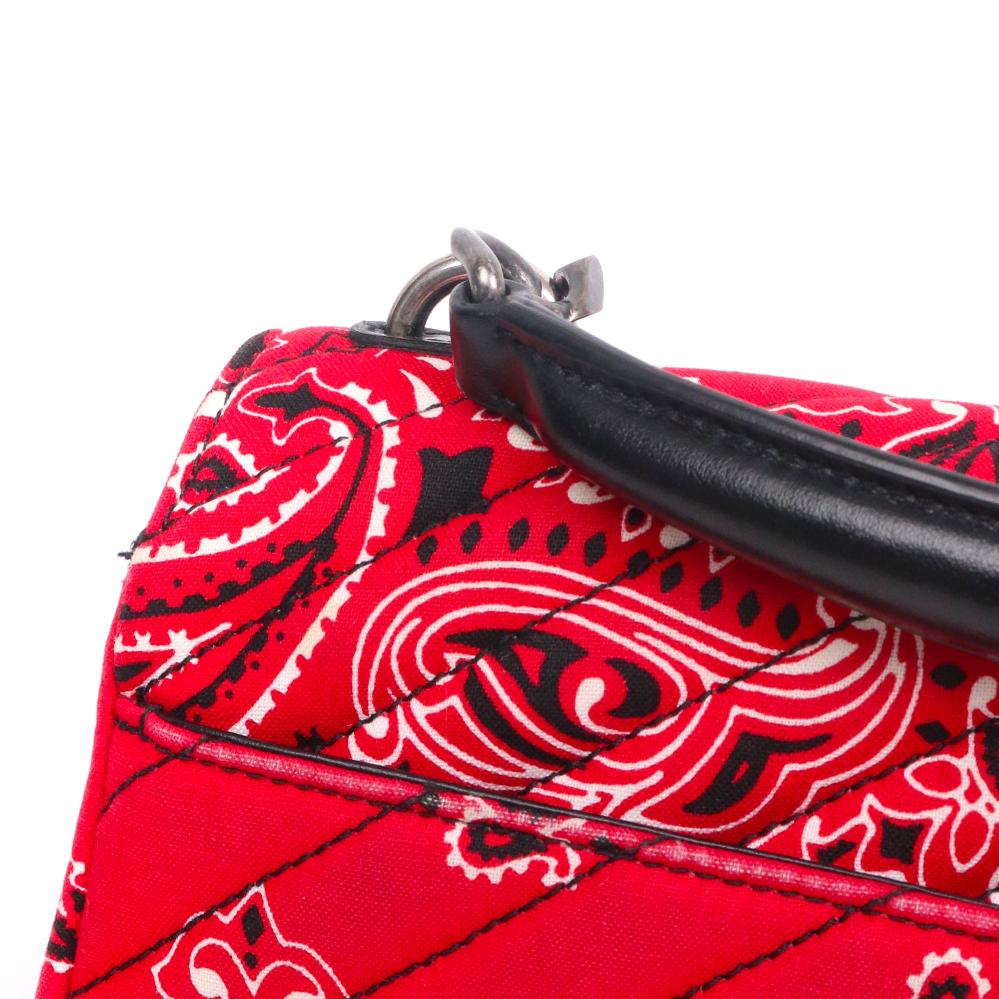 SAINT LAURENT - Sac à bandoulière Collège Medium Saint Laurent en toile bandana rouge