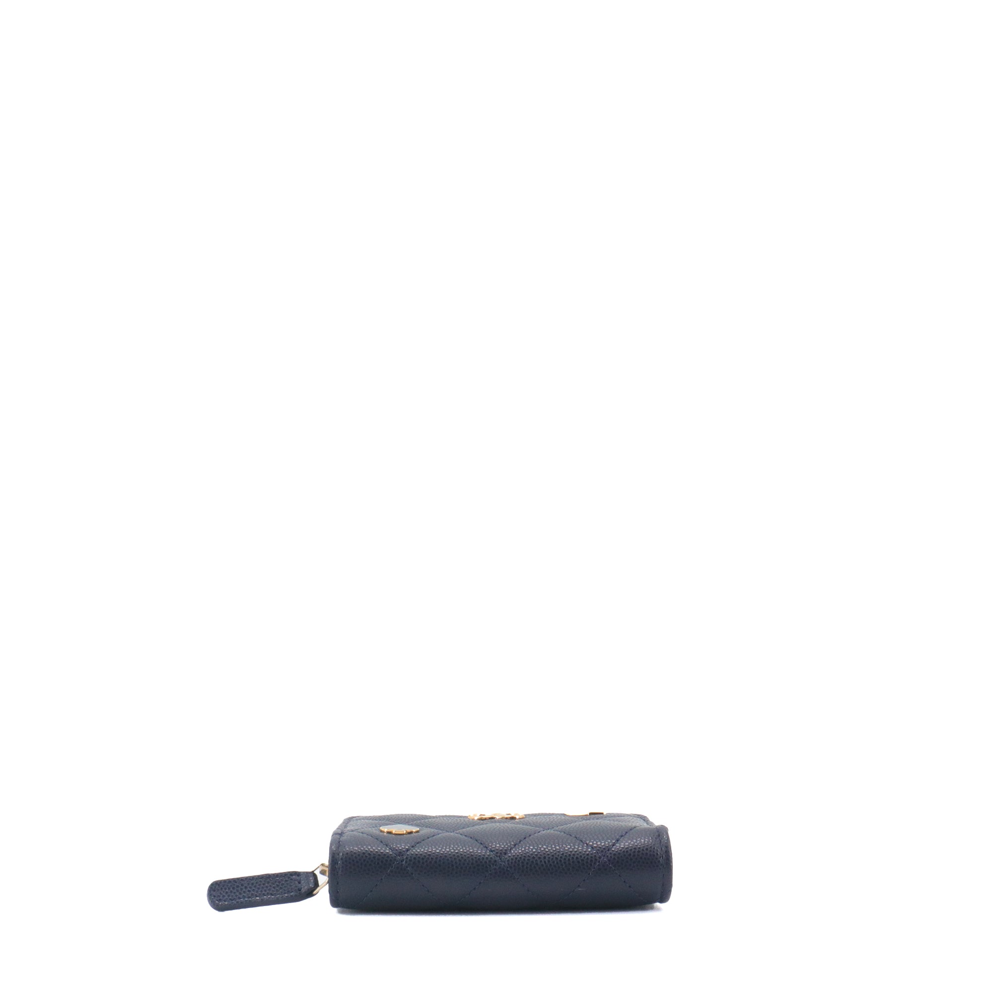 CHANEL - Porte-monnaie Chanel en cuir caviar bleu marine édition limitée poker