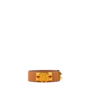 HERMÈS - Collier de Chien belt in gold leather (T70)
