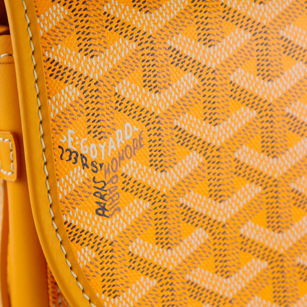 GOYARD - Belvédère PM shoulder bag in coated canvas and yellow leather