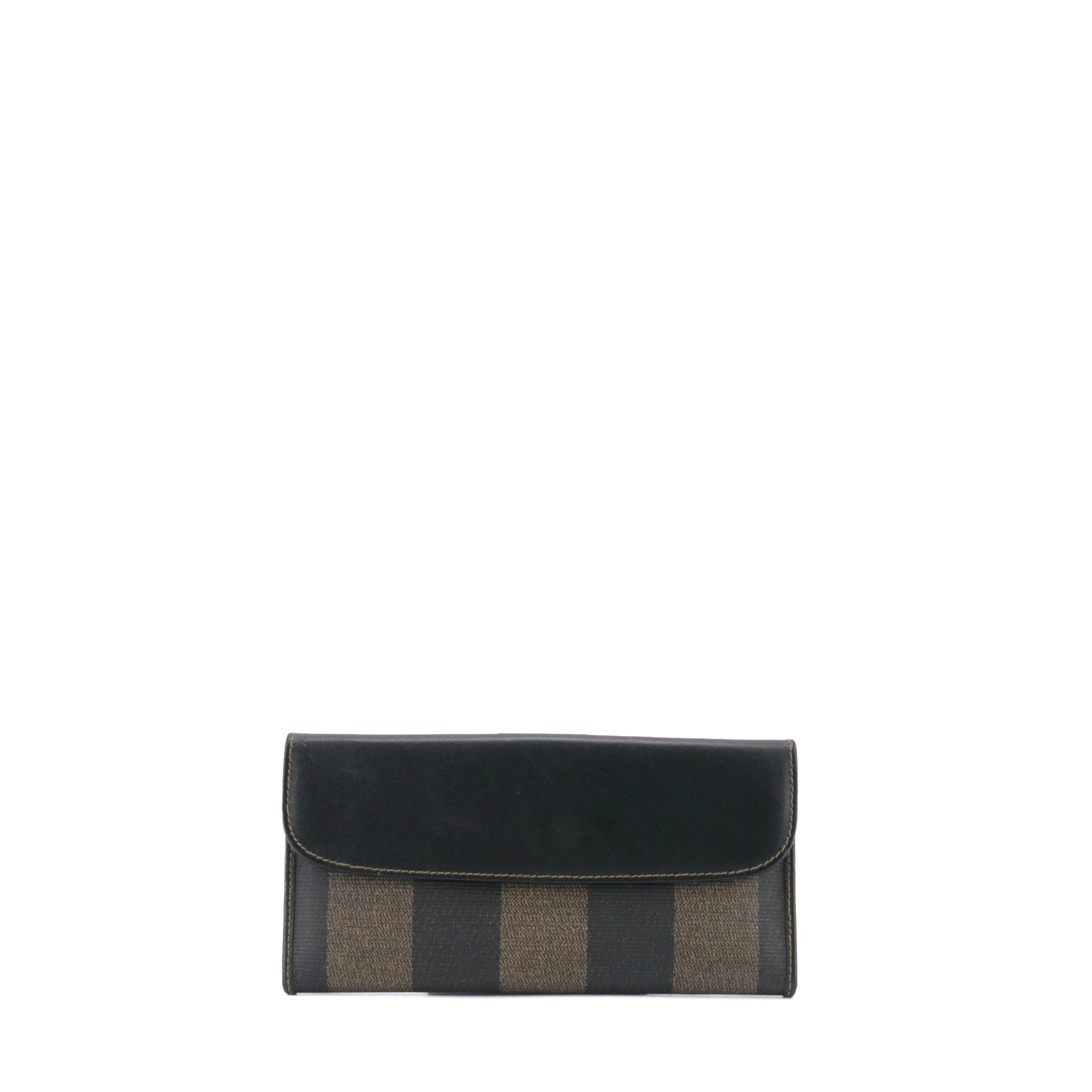 FENDI - Portefeuille Fendi en cuir et toile à rayures