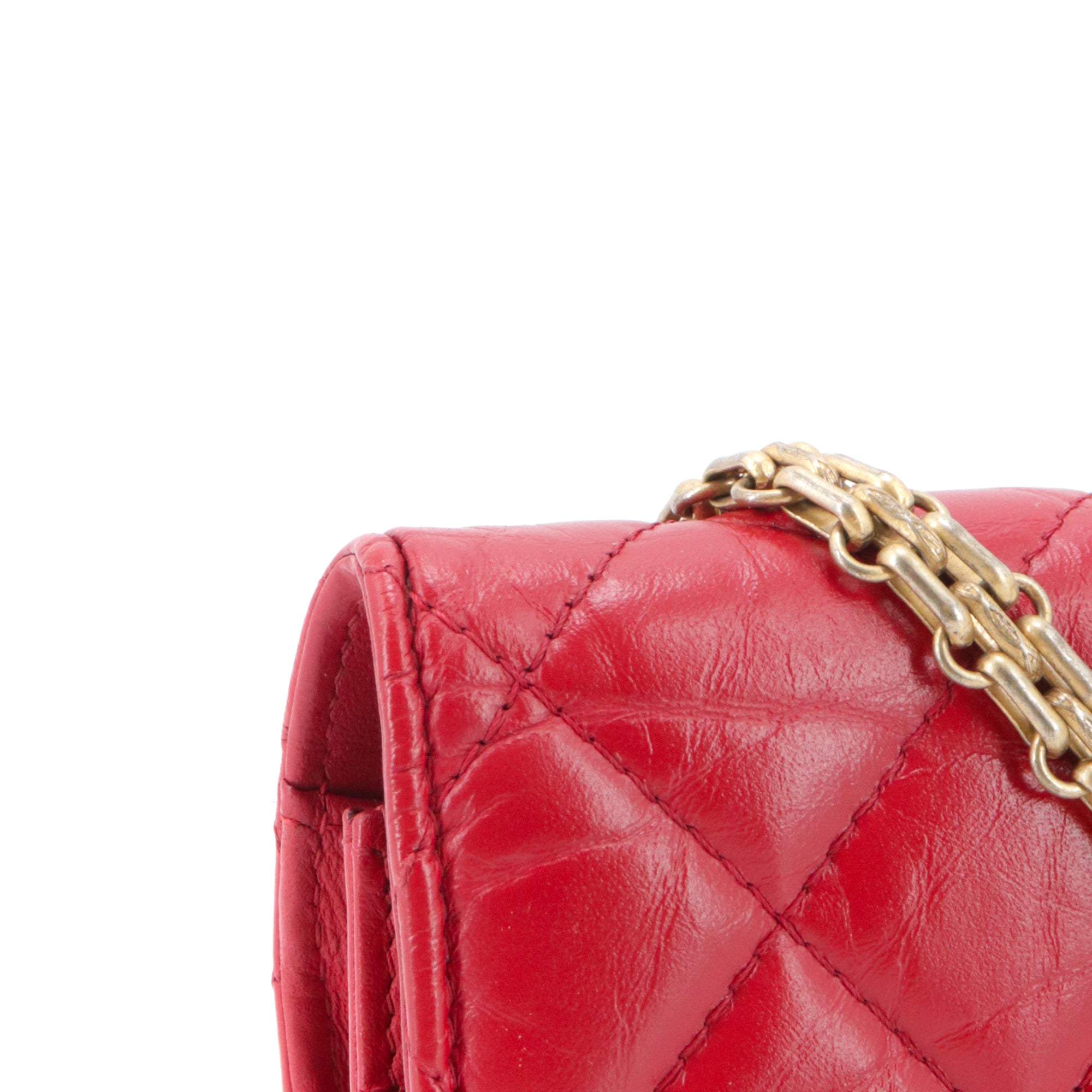 CHANEL - Wallet on chain 2.55 Chanel en cuir matelassé rouge