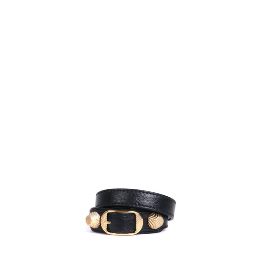 BALENCIAGA - Bracelet Triple Tour Work Balenciaga en cuir noir (XS)