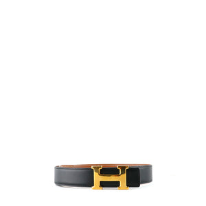 HERMÈS - Ceinture réversible H avec boucle dorée (T65)