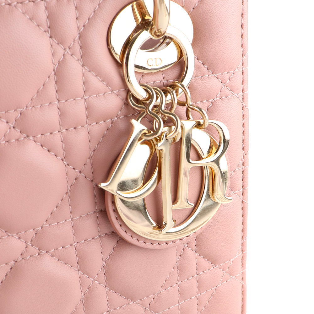 DIOR - Sac à bandoulière Lady Dior My ABCDior small en cuir rose nude